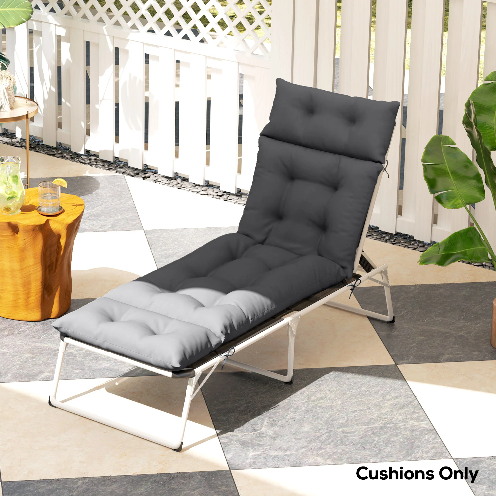 Outsunny Sun Lounger Cushion Only, Garden Lounge Chair Cushion - Image 9