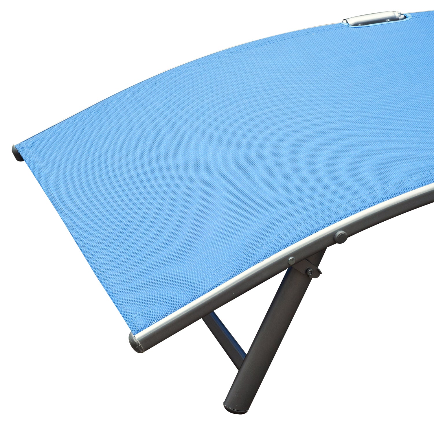 Outsunny Sun Lounger Recliner Foldable 7 Levels Texteline Blue - Image 9