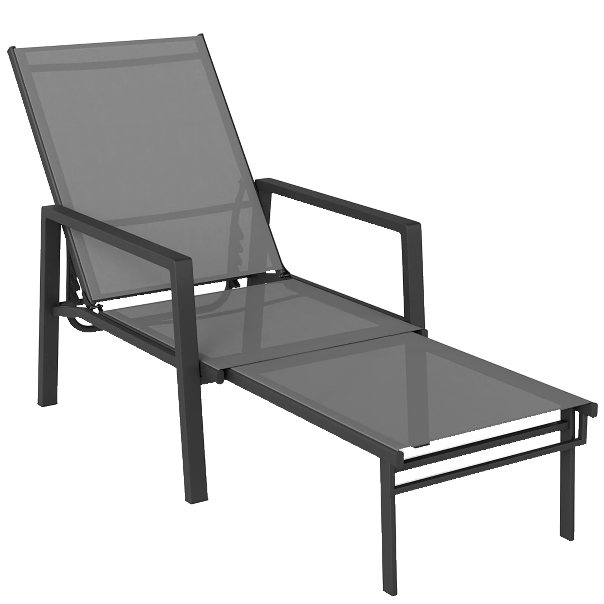 Outsunny Sun Lounger W/ Retracable Footrest, 5-Position Adjustable