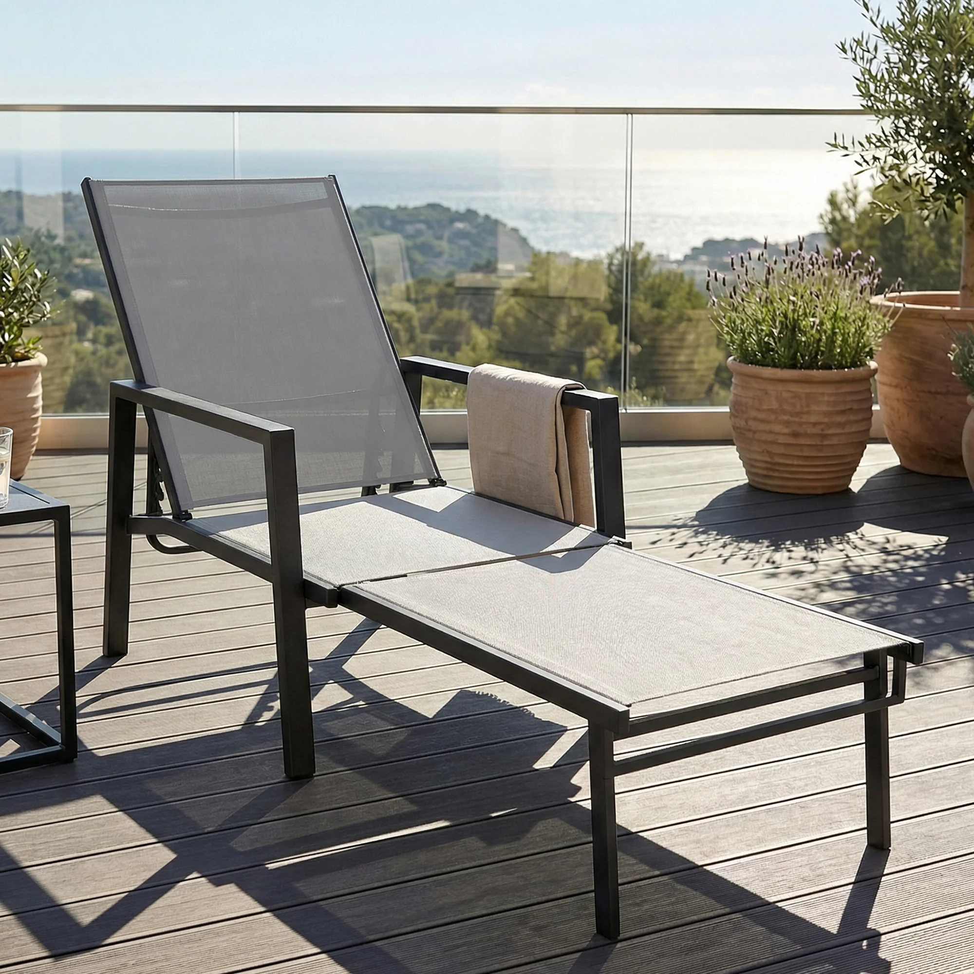 Outsunny Sun Lounger W/ Retracable Footrest, 5-Position Adjustable - Image 9
