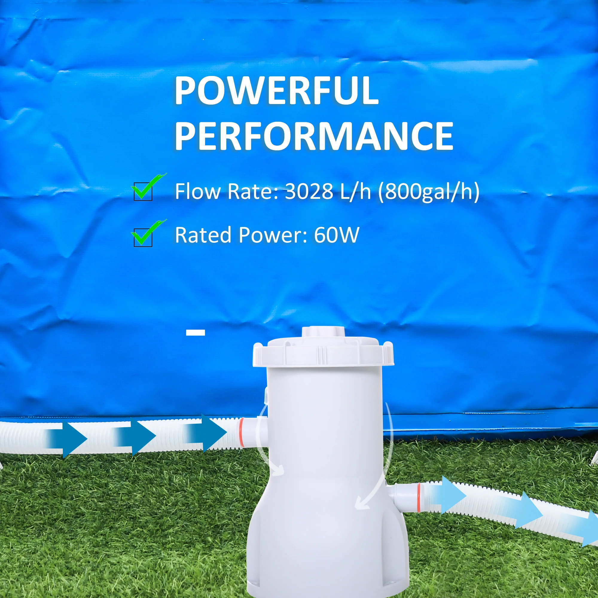 Outsunny Swimming Pool Filter Pump With Cartridge For 13'-15' Above Ground Pools - Image 3