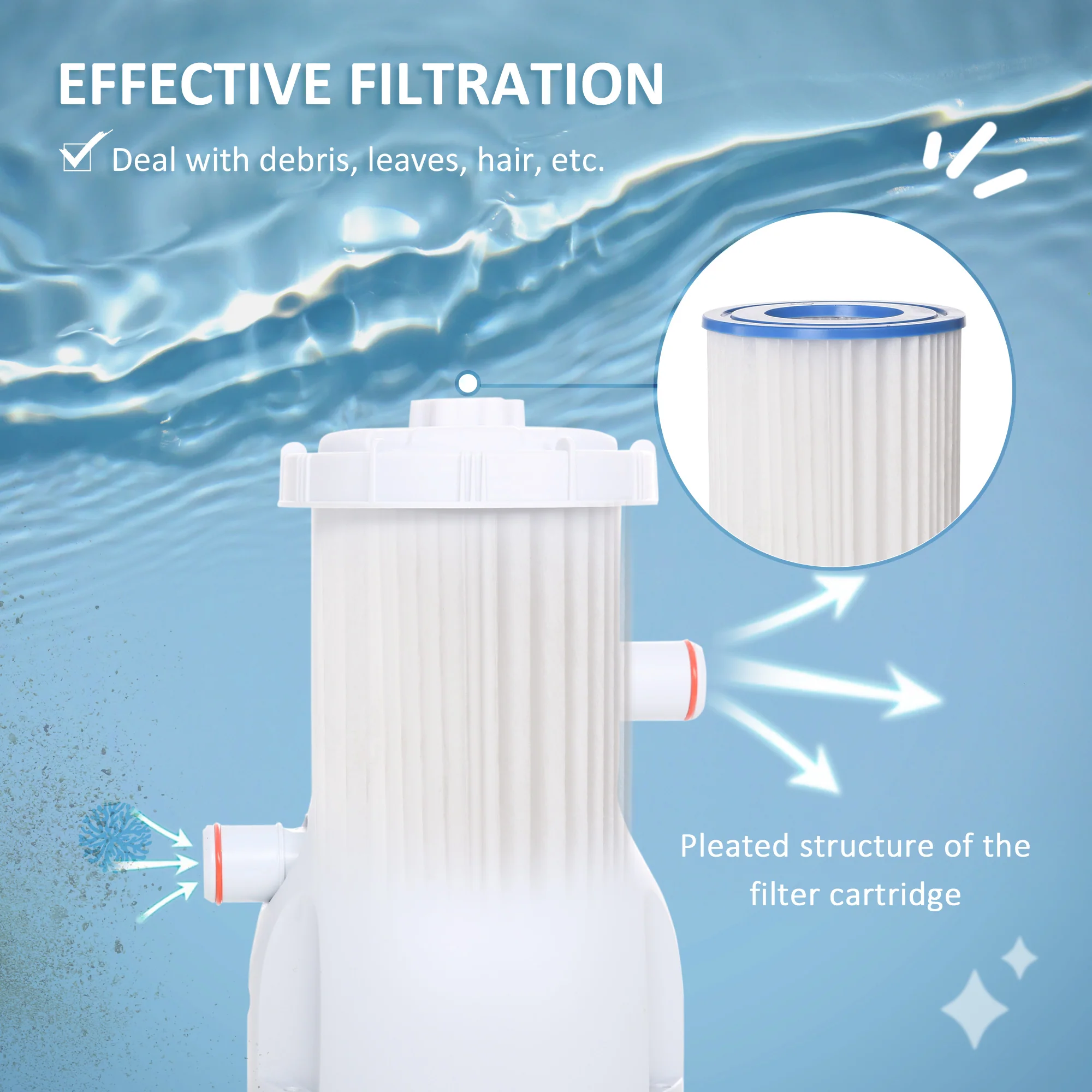Outsunny Swimming Pool Filter Pump With Cartridge For 13'-15' Above Ground Pools - Image 4