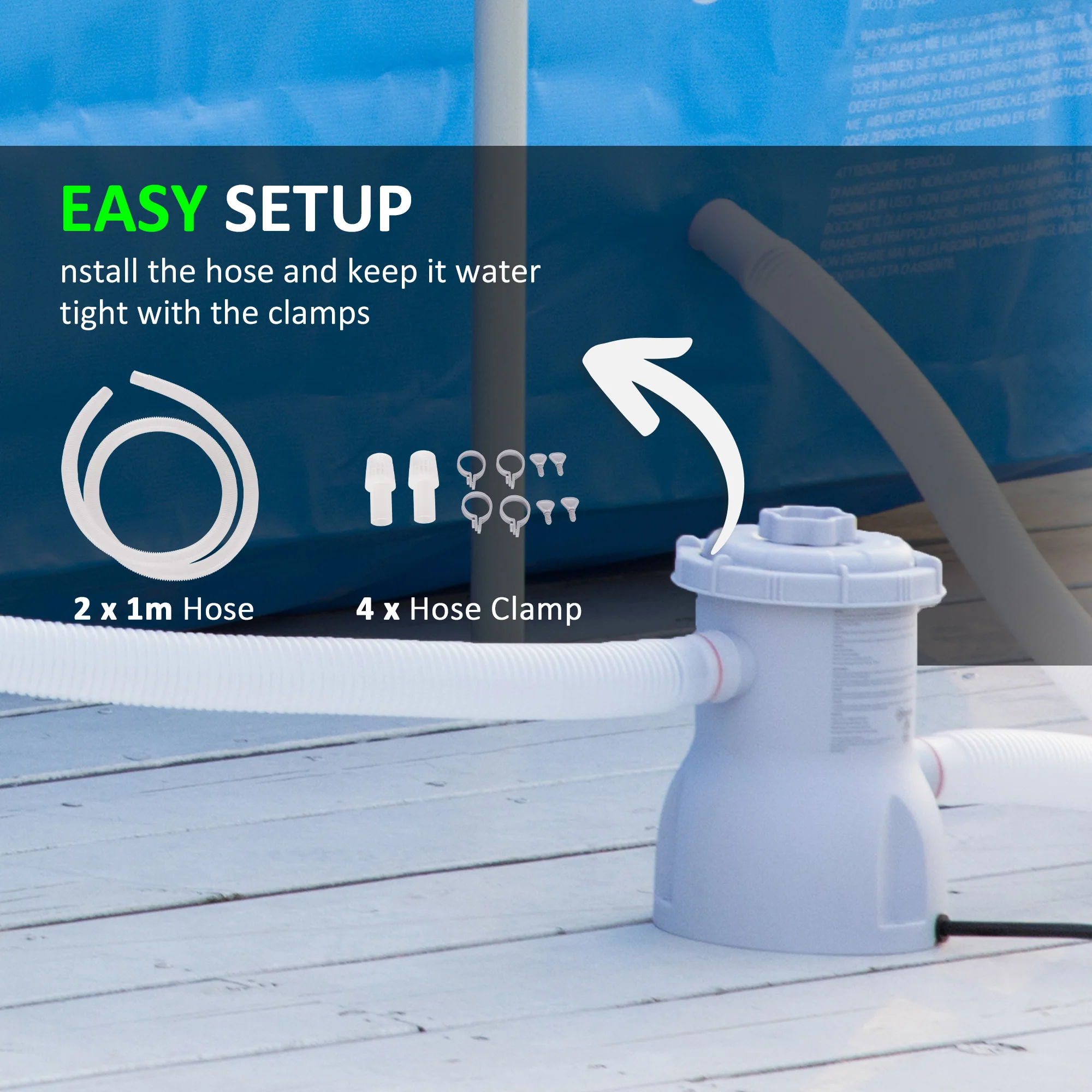 Outsunny Swimming Pool Filter Pump With Cartridge For 13'-15' Above Ground Pools - Image 7