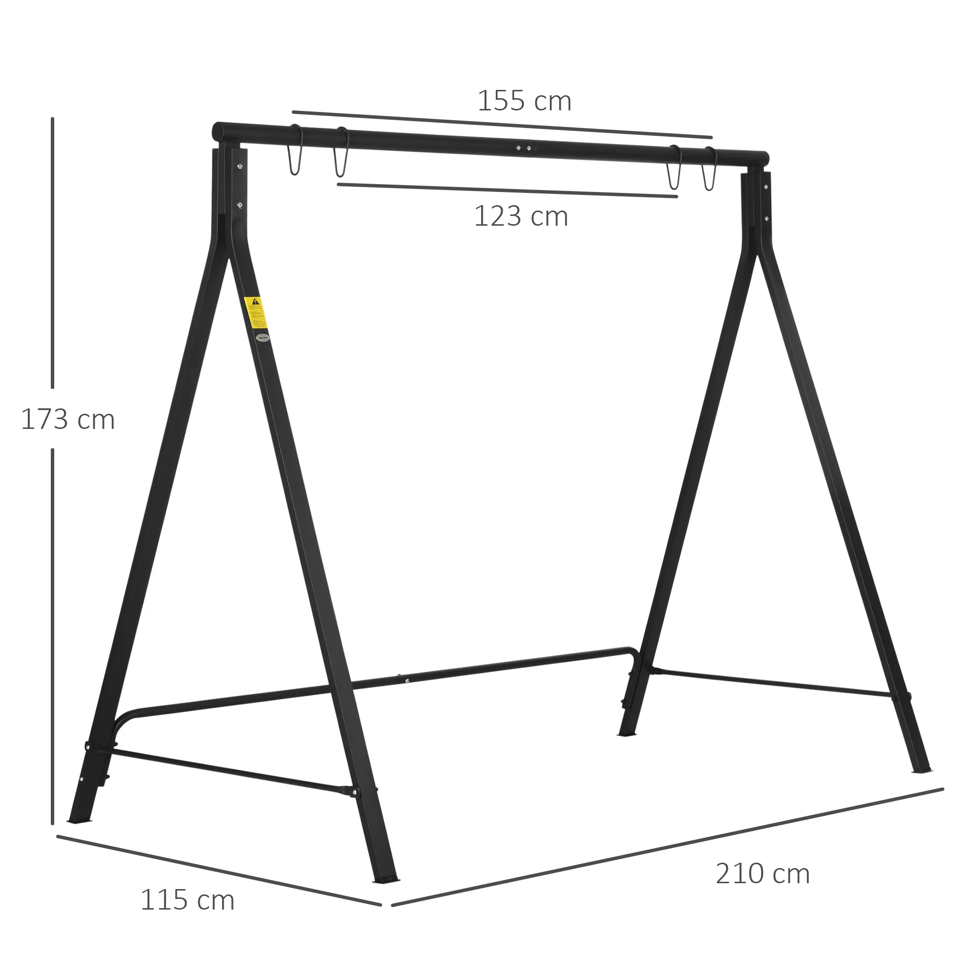 Outsunny Swing Stand, Meta Swing Frame, 240kg Weight Capacity, Black - Image 5