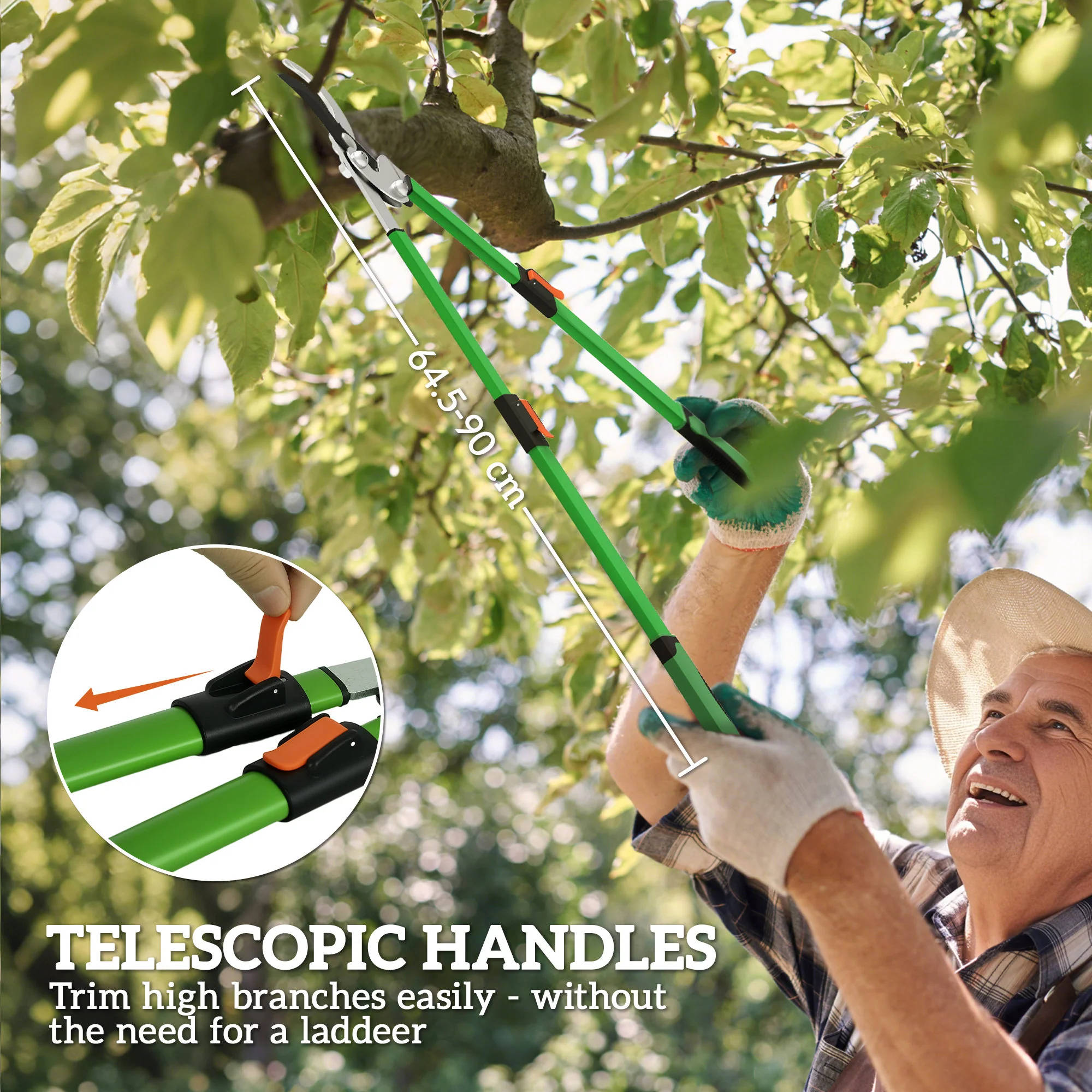 Outsunny Telescopic Bypass Loppers, 64.5-90 cm Extendable Garden Loppers - Image 4