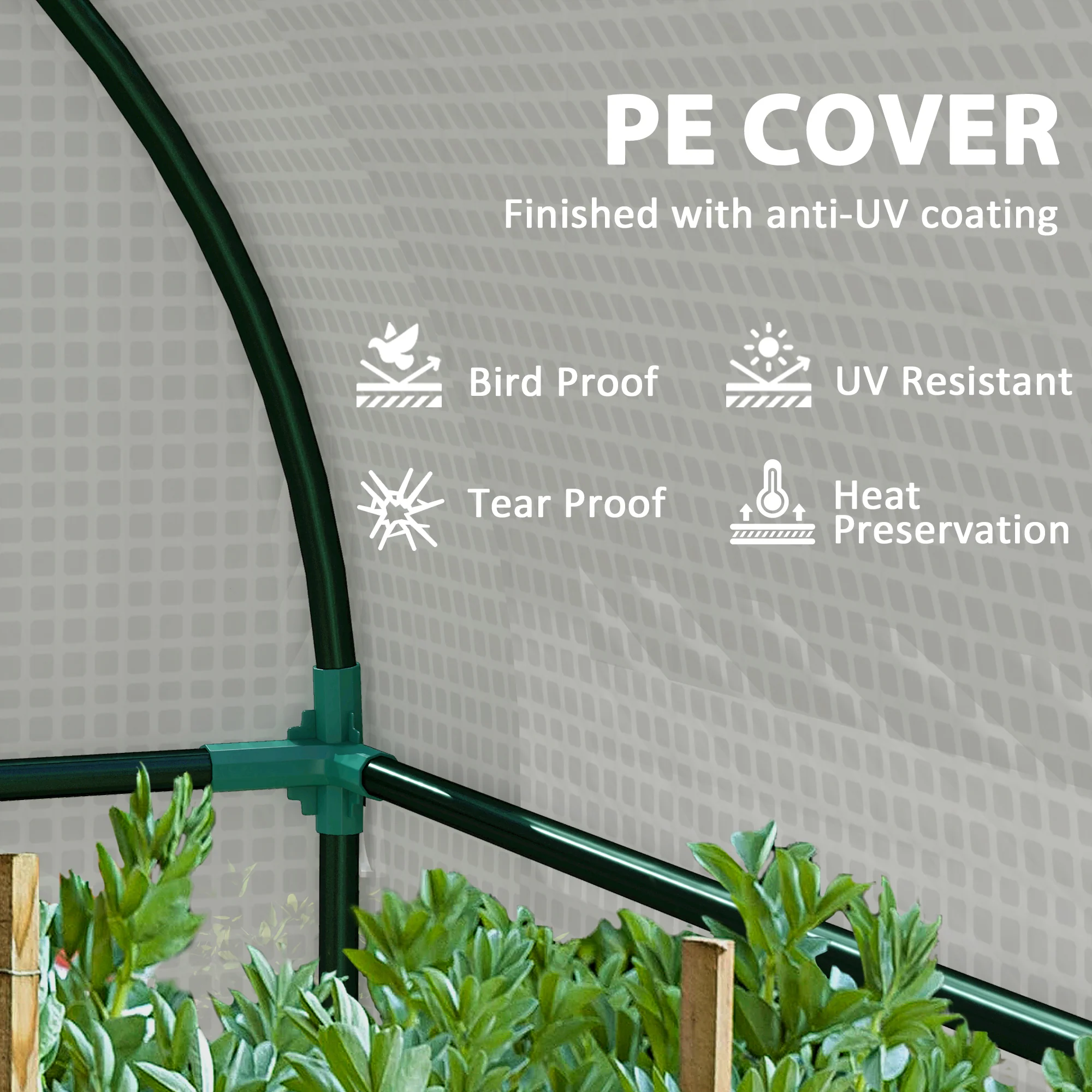 Outsunny Tomato Greenhouse with 2 Roll-up Doors, 185 x 94 x 150cm, White - Image 4