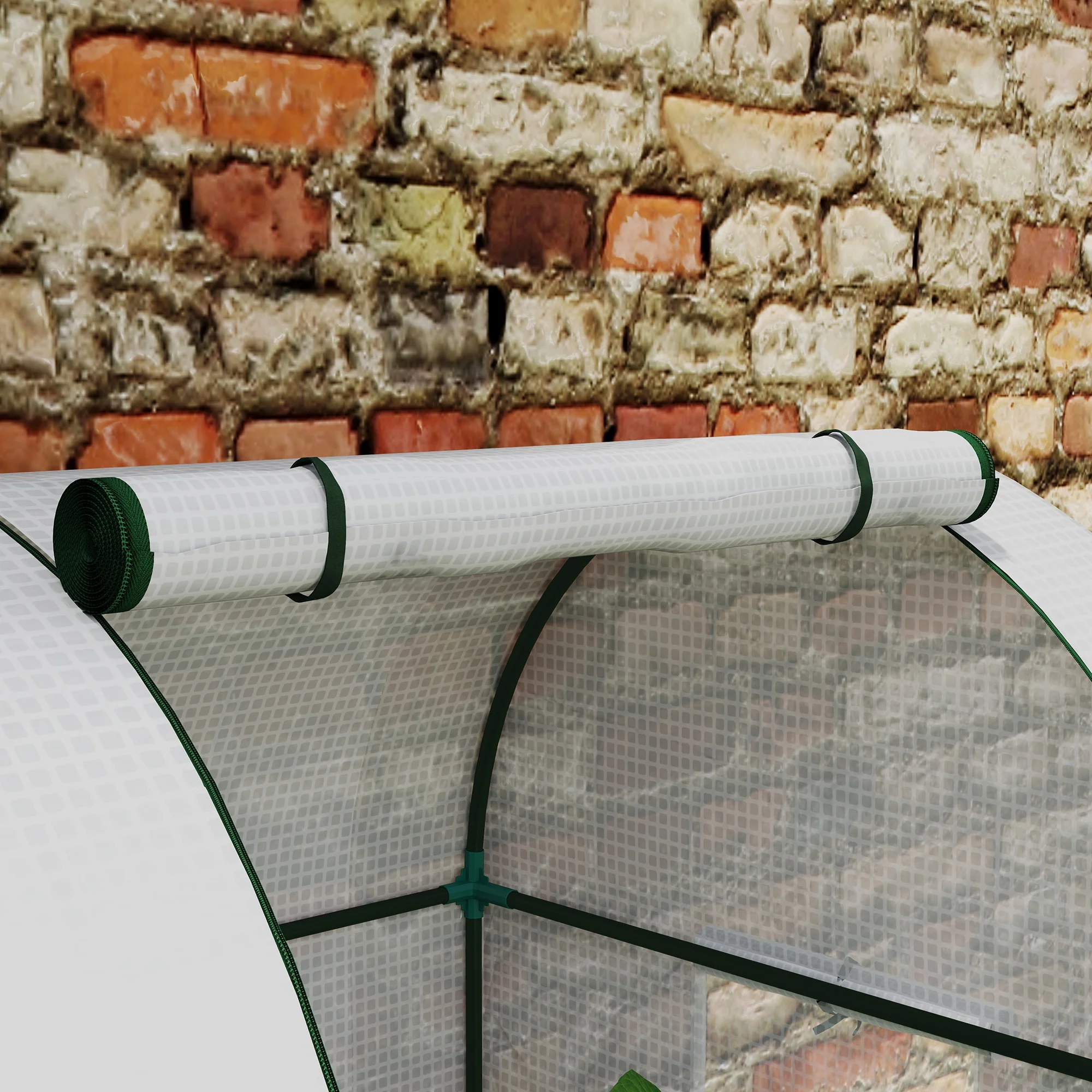 Outsunny Tomato Greenhouse with 2 Roll-up Doors, 185 x 94 x 150cm, White - Image 9