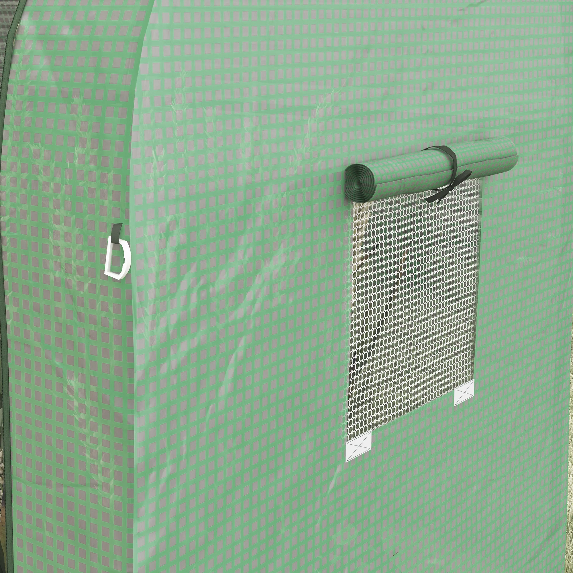 Outsunny Tomato Greenhouse with 2 Roll-up Doors and 4 Mesh Windows, Green - Image 9