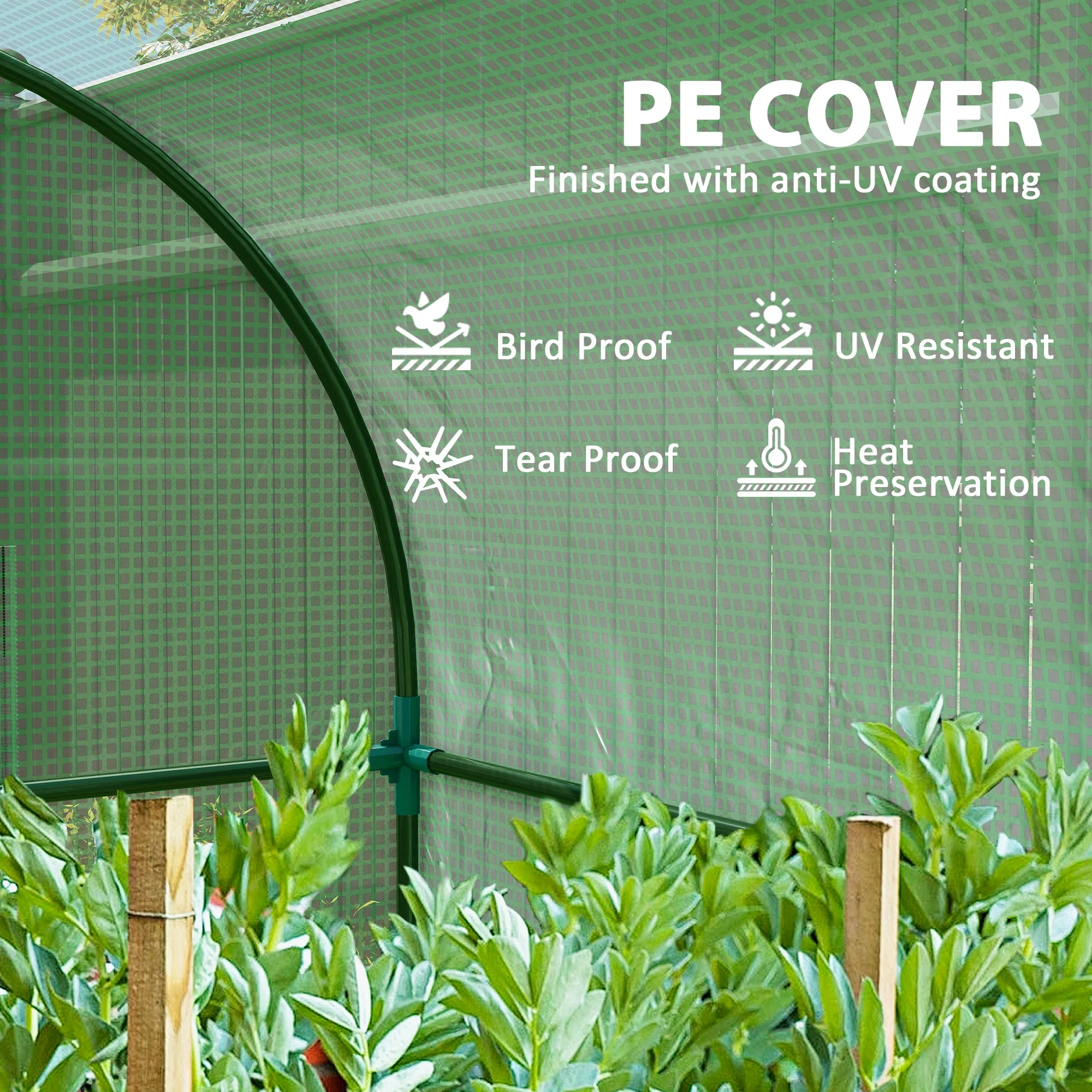Outsunny Tomato Greenhouse with Roll-up Door, 94 x 94 x 150cm, Green - Image 4