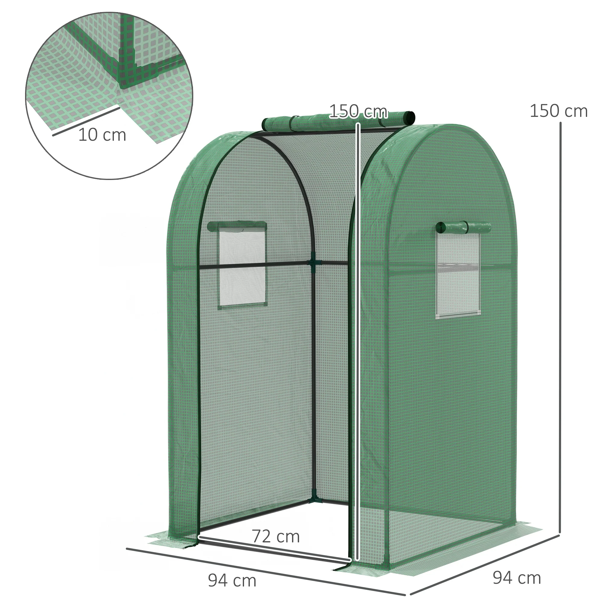 Outsunny Tomato Greenhouse with Roll-up Door, 94 x 94 x 150cm, Green - Image 5