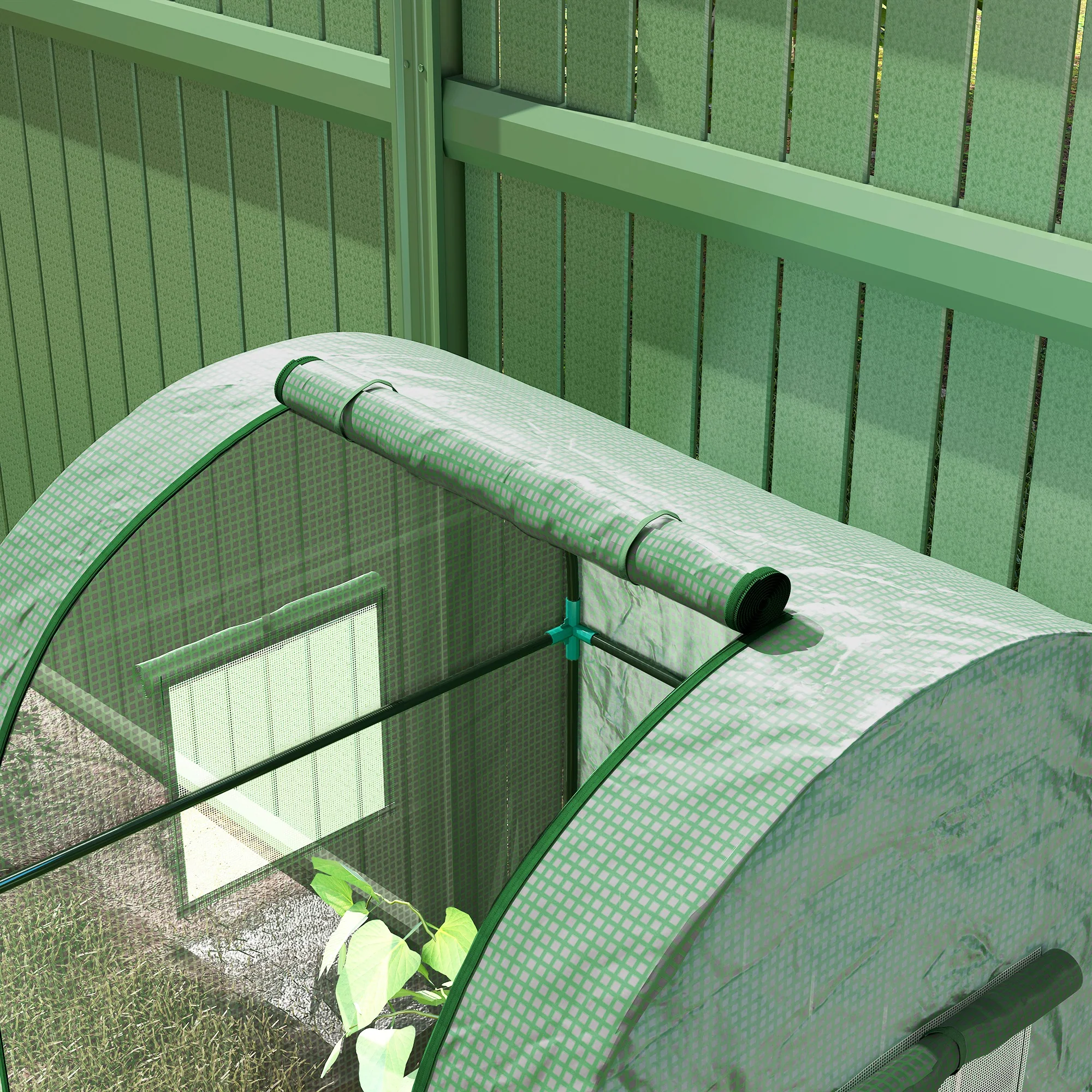 Outsunny Tomato Greenhouse with Roll-up Door, 94 x 94 x 150cm, Green - Image 9