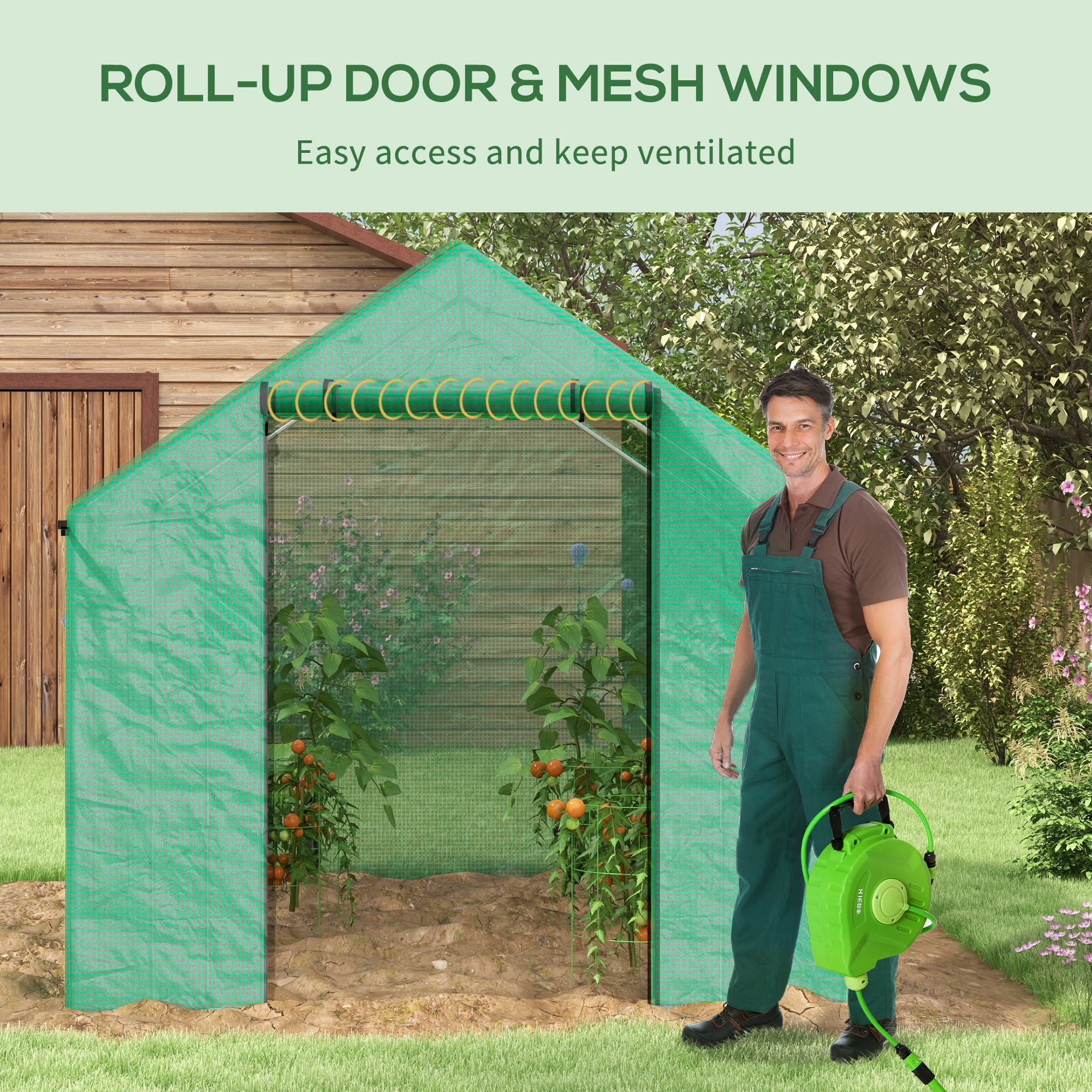 Outsunny Tunnel Greenhouse W/ UV-resistant PE Cover, Wide Door, 2 x 3(m), Green - Image 4