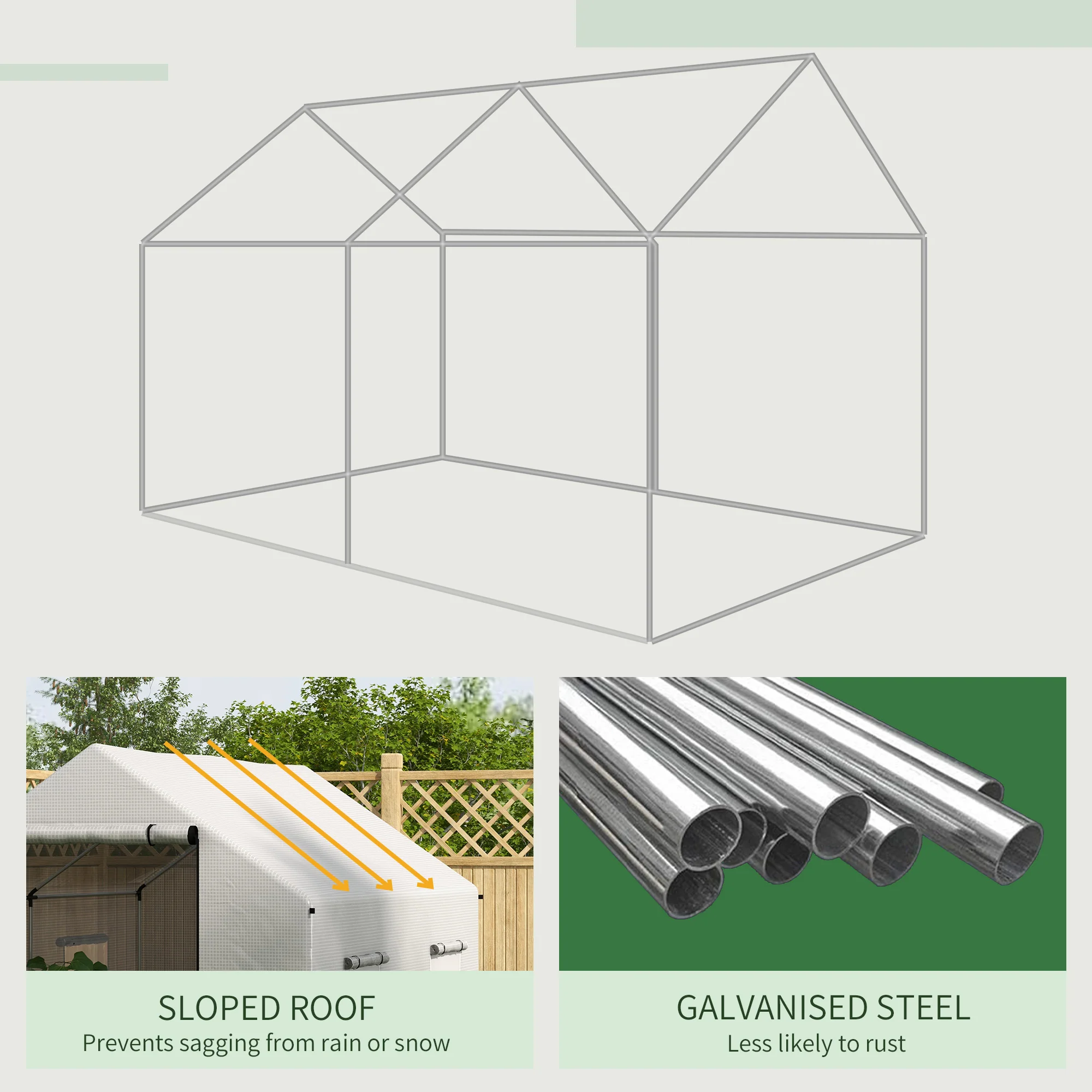 Outsunny Tunnel Greenhouse W/ UV-resistant PE Cover, Wide Door, 2 x 3(m), White - Image 7