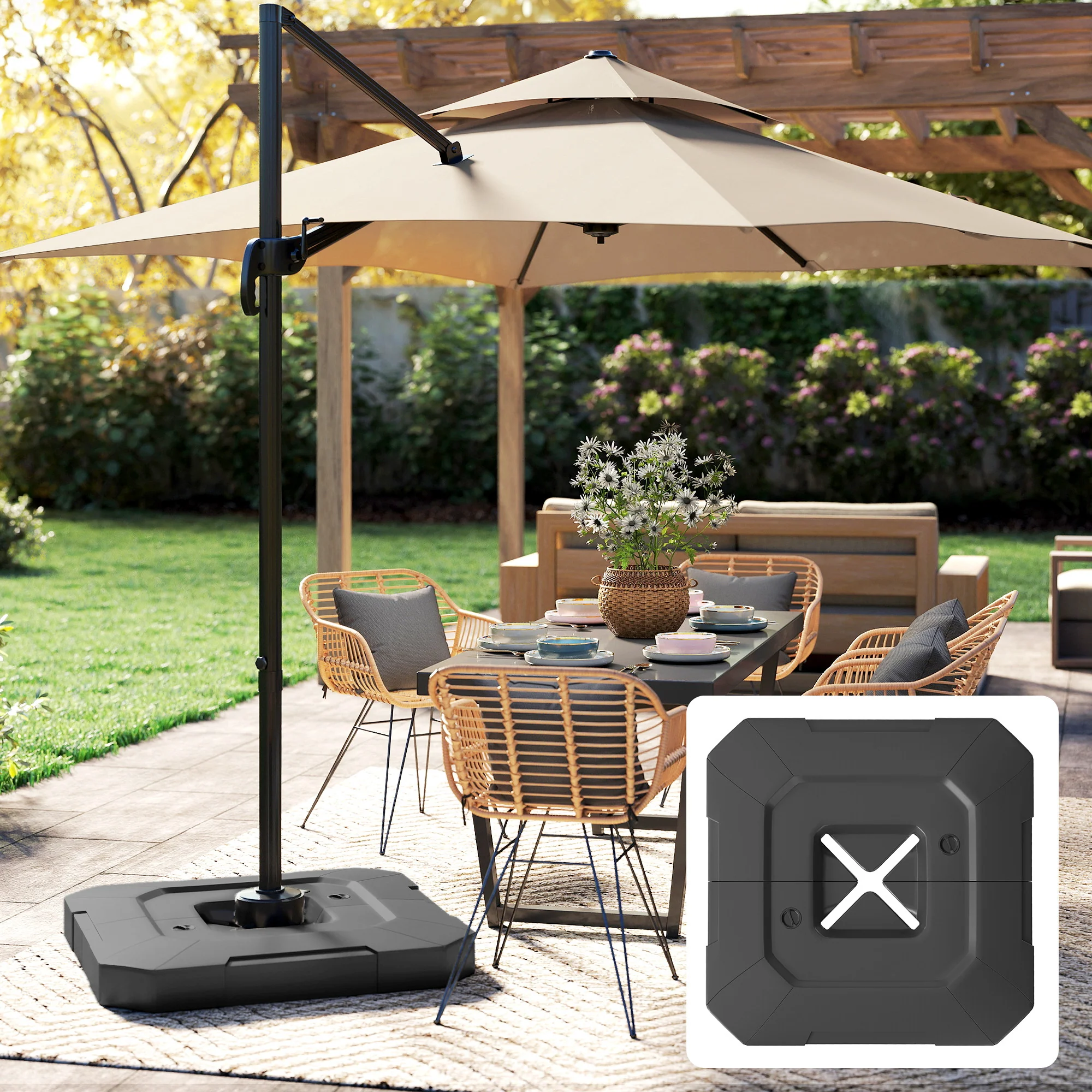 Outsunny Umbrella Weights for Cantilever Parasol, 2 PCS Parasol Base Weights - Image 2