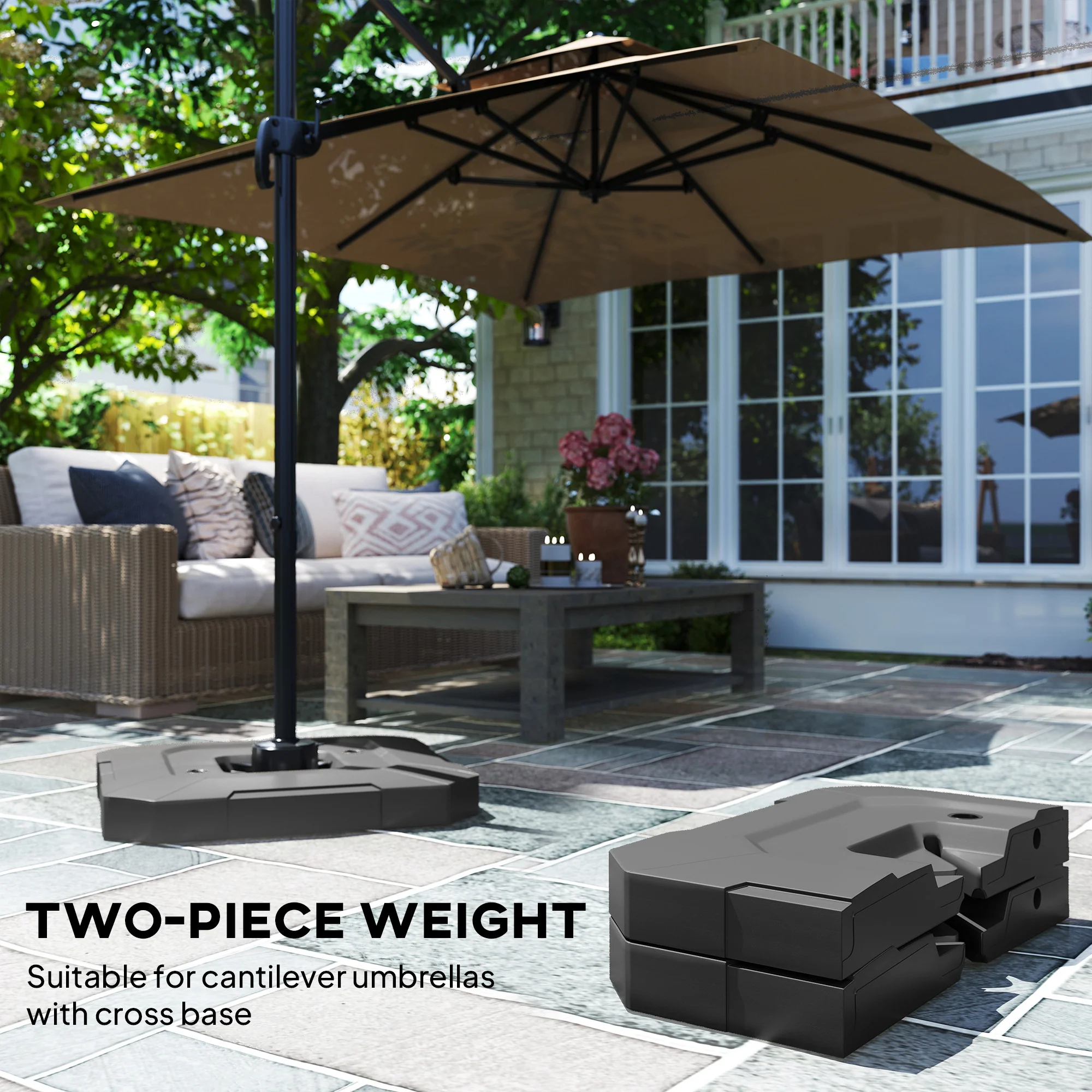 Outsunny Umbrella Weights for Cantilever Parasol, 2 PCS Parasol Base Weights - Image 4