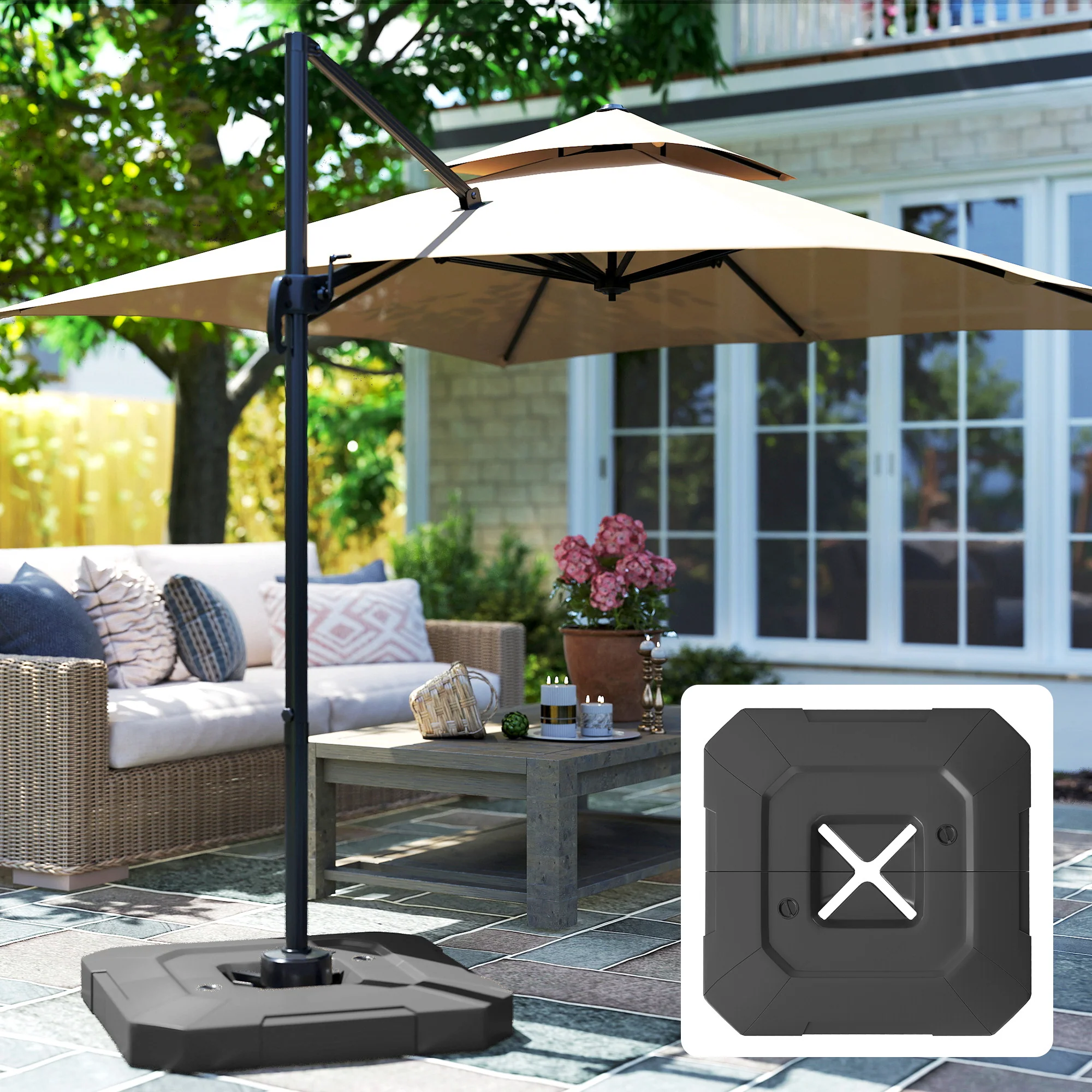 Outsunny Umbrella Weights for Cantilever Parasol, 2 PCS Parasol Base Weights - Image 9