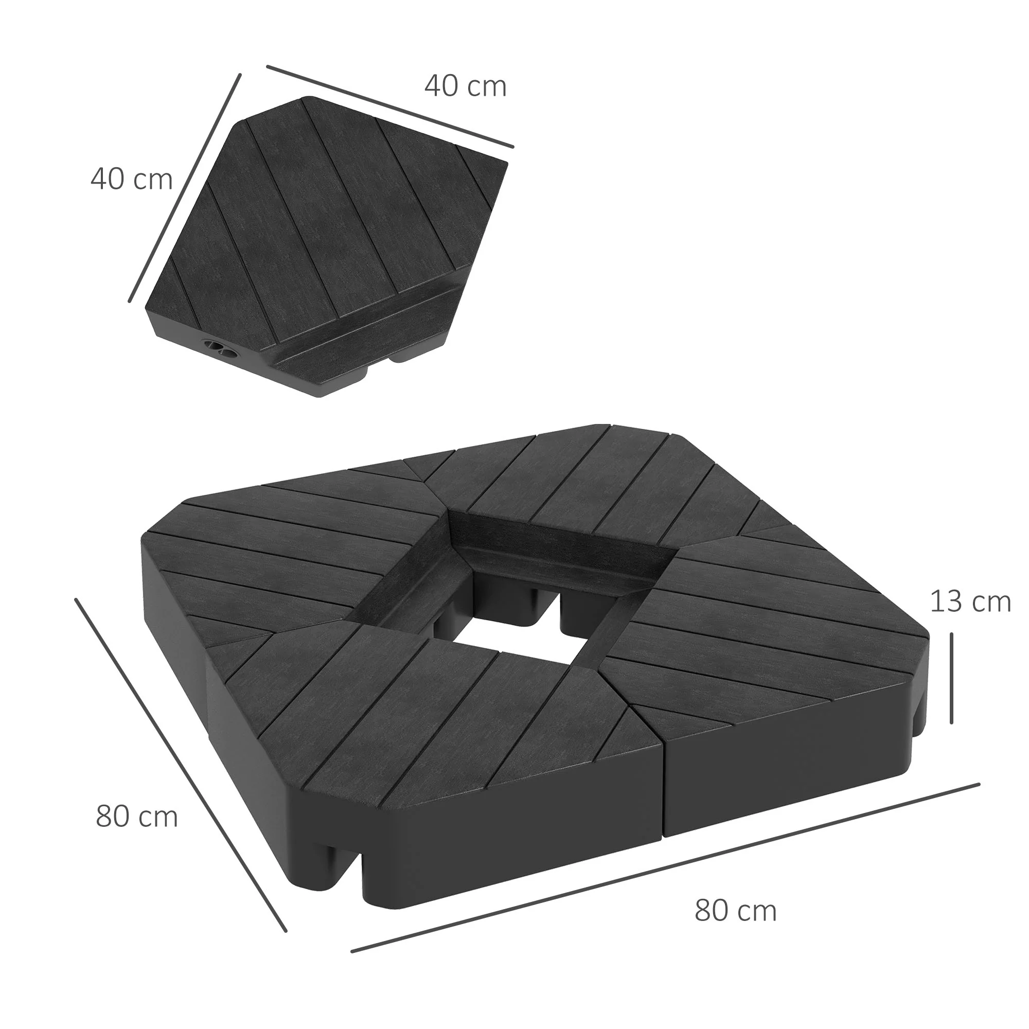 Outsunny Umbrella Weights For Offset Parasols, 80kg Sand Or 60kg Water Filled - Image 5