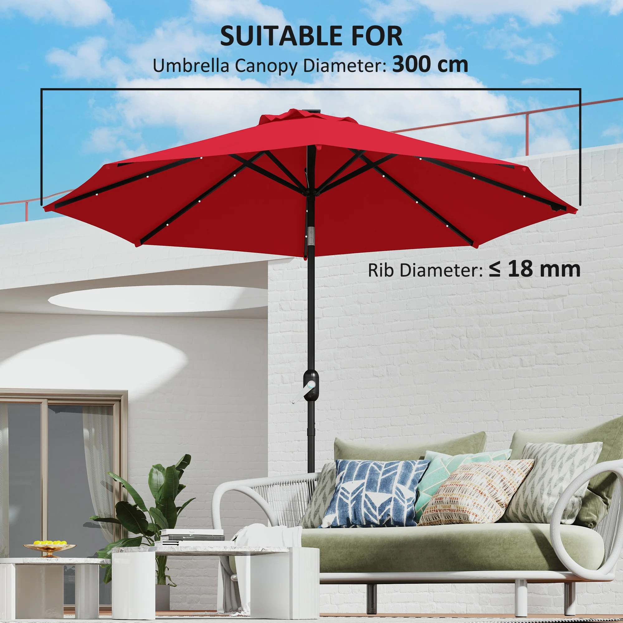 Outsunny UPF 50+ Replacement Parasol Canopy Parasol Cover Replacement - Image 31