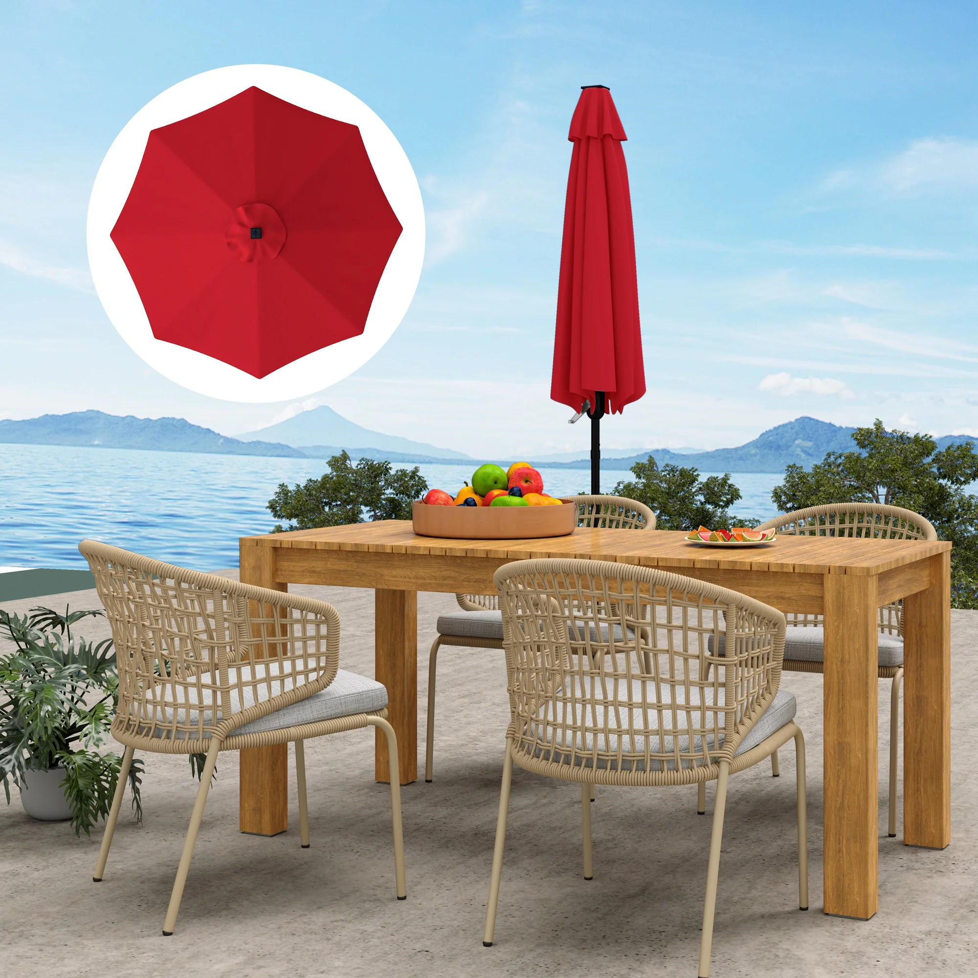 Outsunny UPF 50+ Replacement Parasol Canopy Parasol Cover Replacement - Image 36