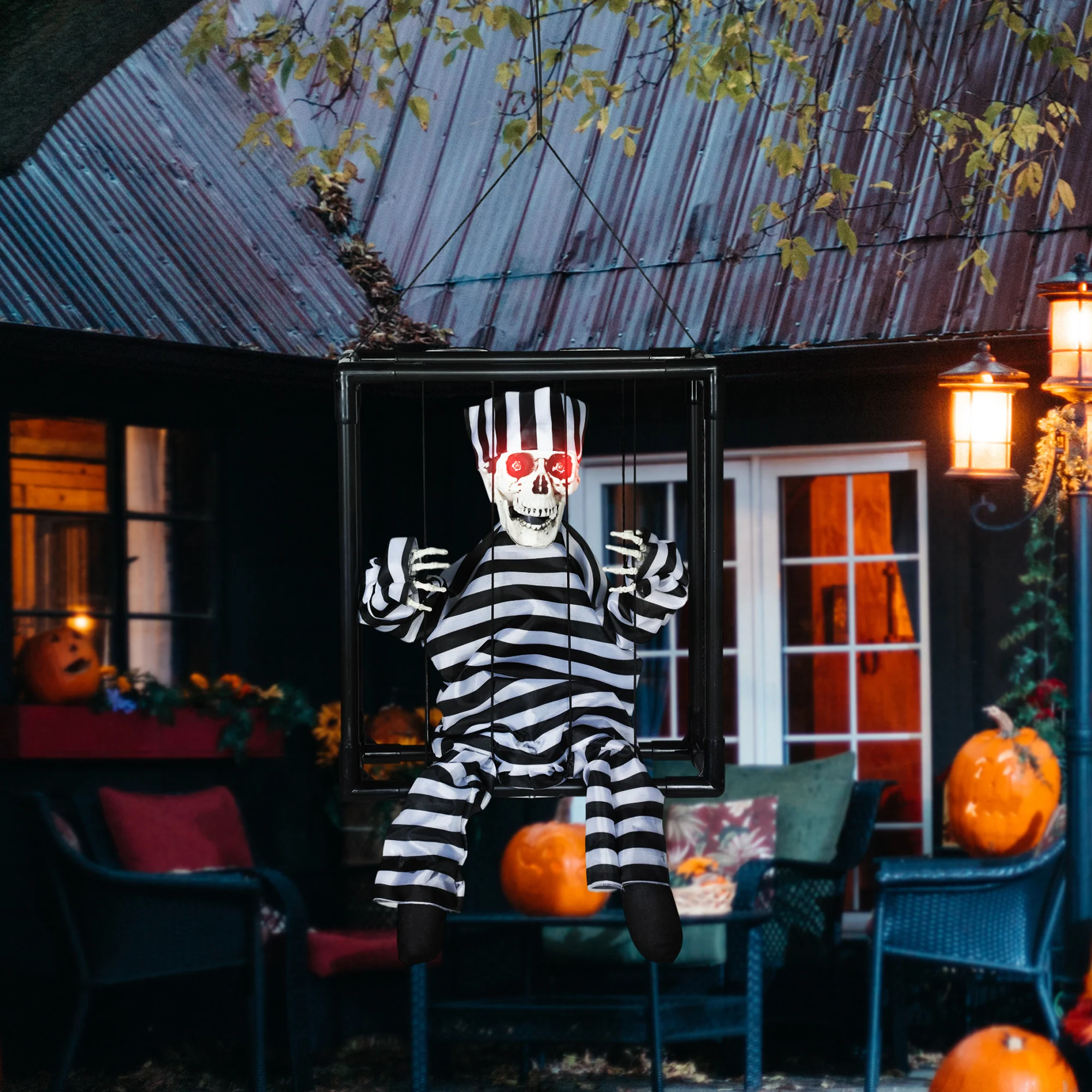 Outsunny Voice Activated Animatronics Hinging Skeleton Halloween Decoration - Image 2