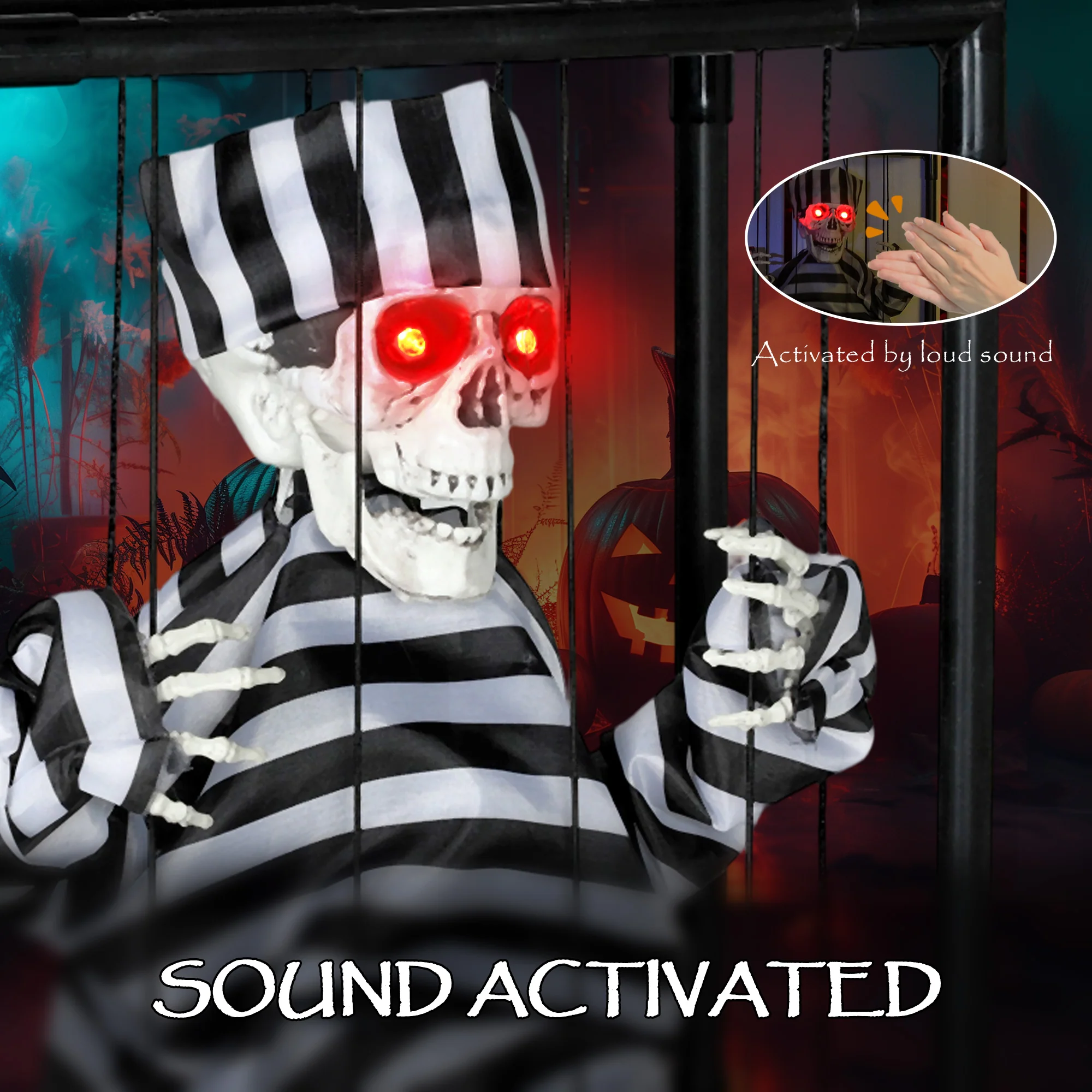 Outsunny Voice Activated Animatronics Hinging Skeleton Halloween Decoration - Image 6