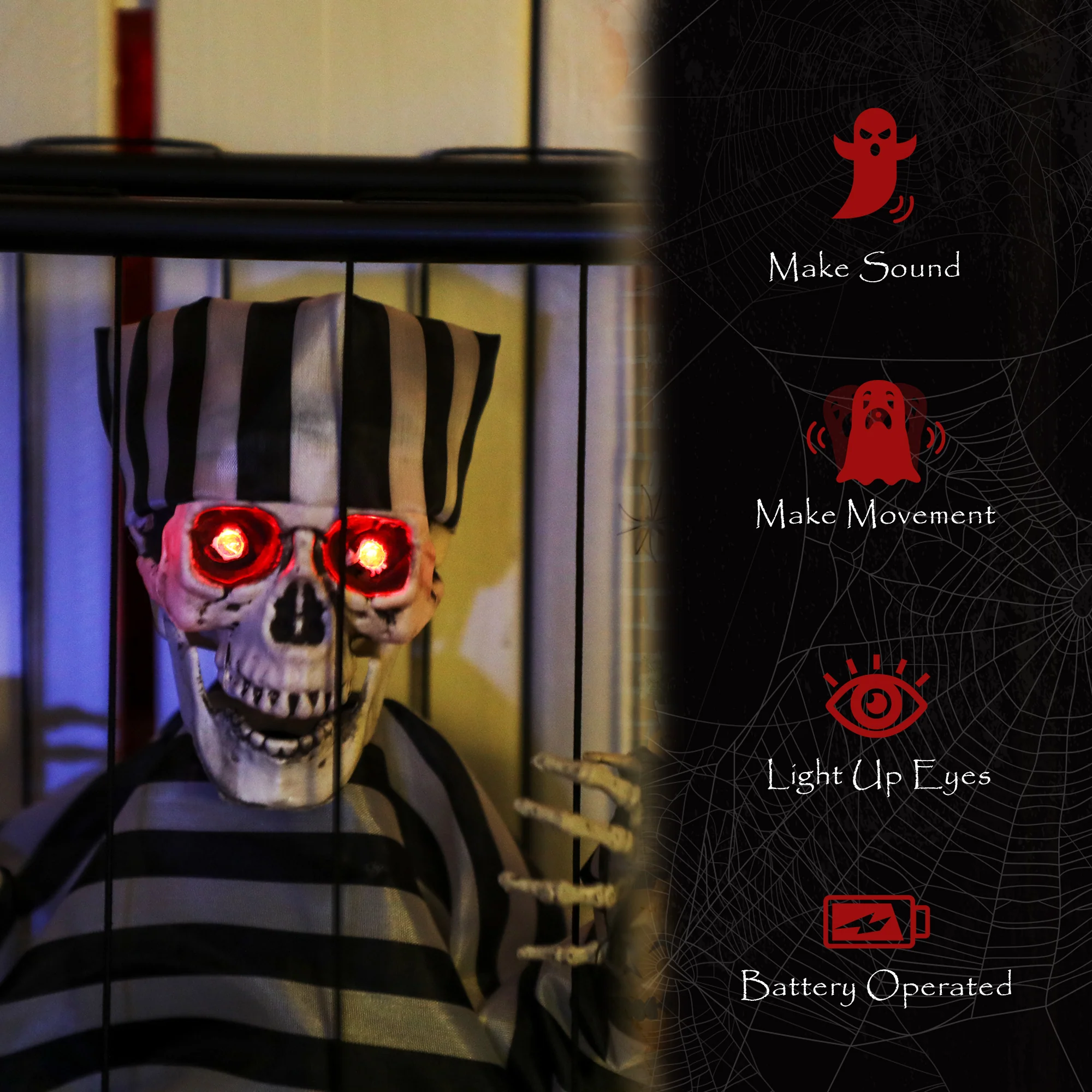 Outsunny Voice Activated Animatronics Hinging Skeleton Halloween Decoration - Image 7