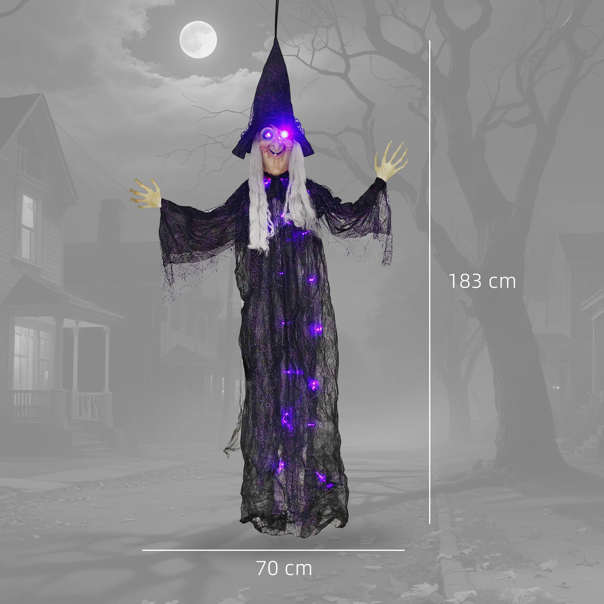 Outsunny Voice Activated Halloween Animatronics Witch, Battery Operated - Image 3