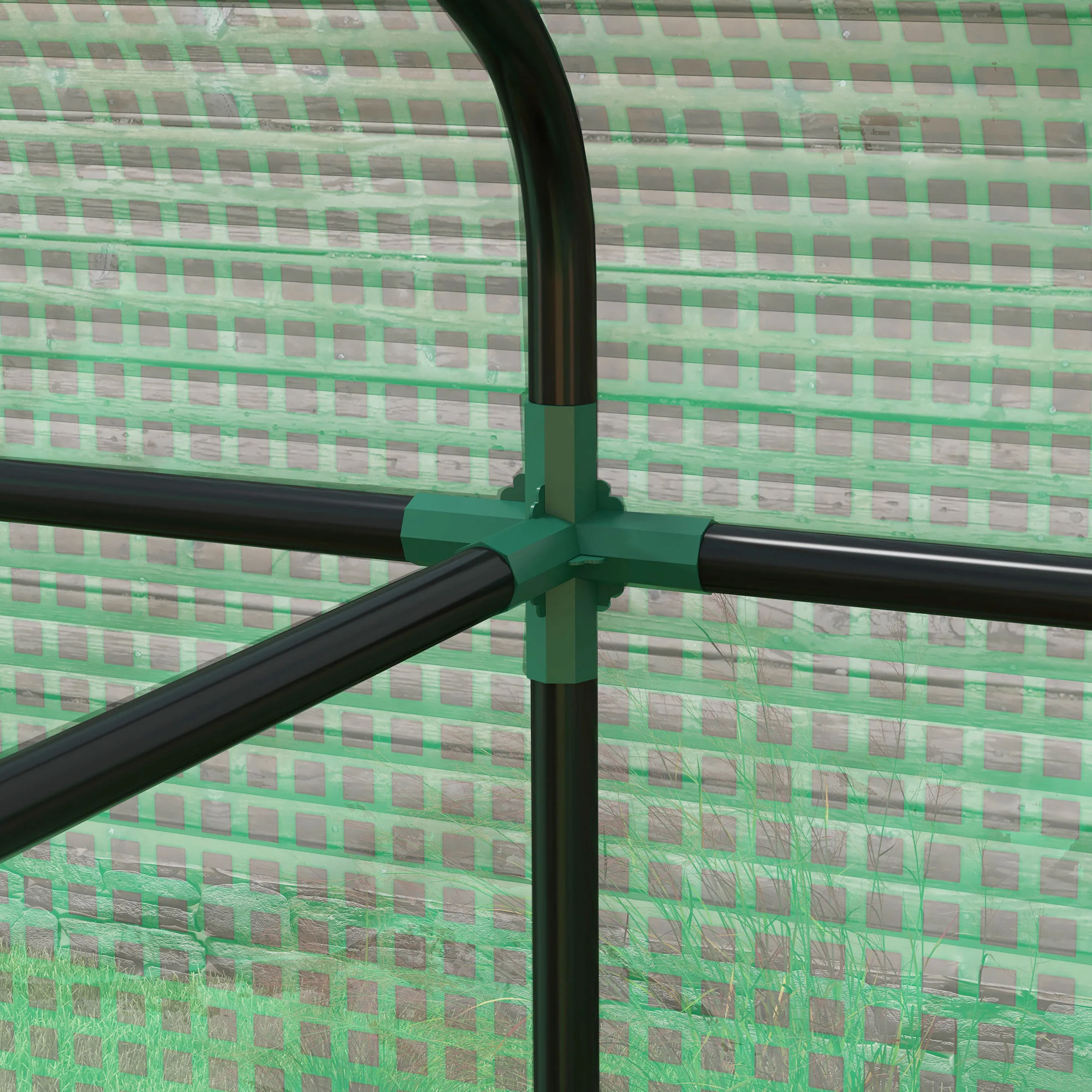 Outsunny Walk-in Green House with Roll-up Door and Mesh Windows, 200x140x200cm - Image 8