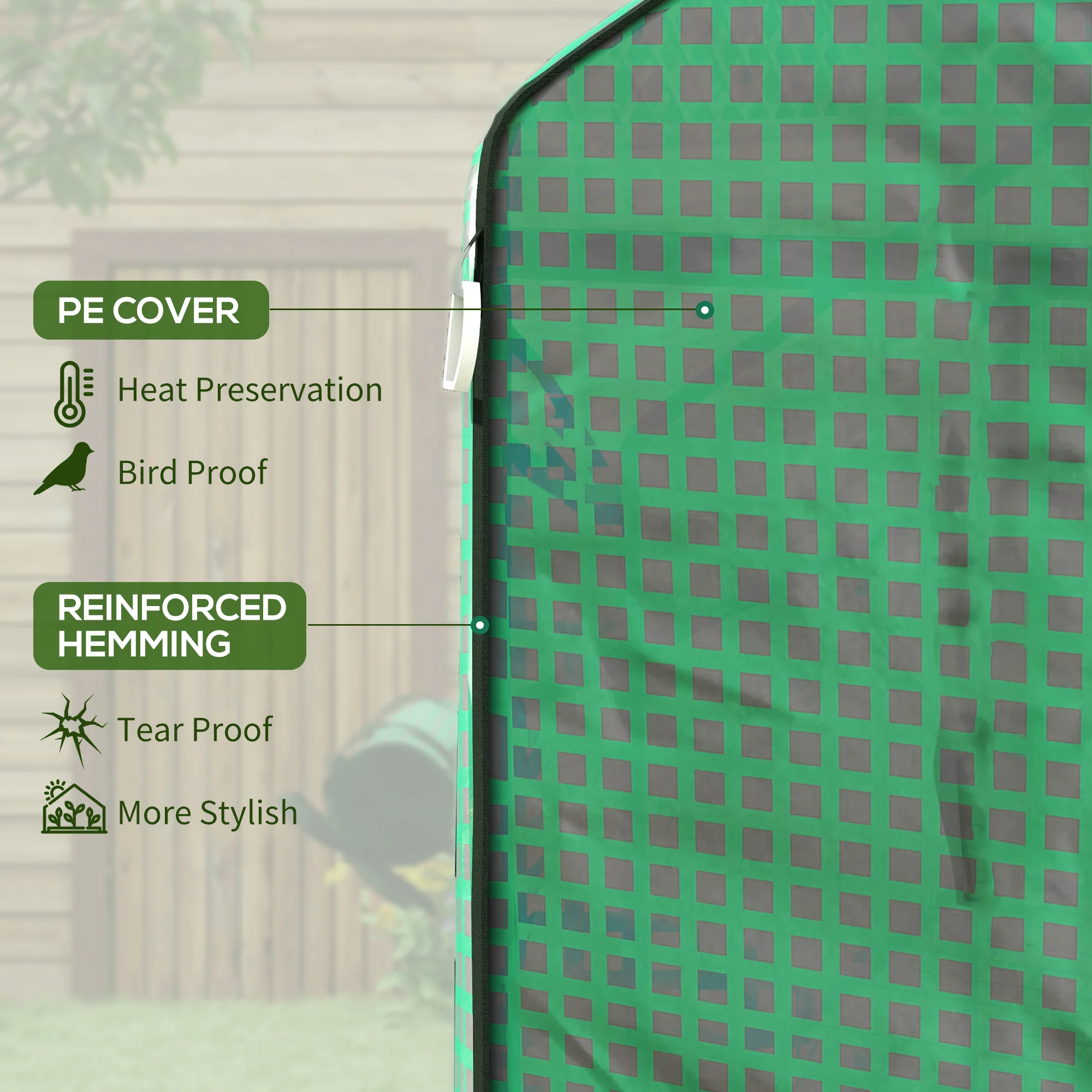 Outsunny Walk-in Greenhouse Cover Replacement with Door and Mesh Windows, Green - Image 3
