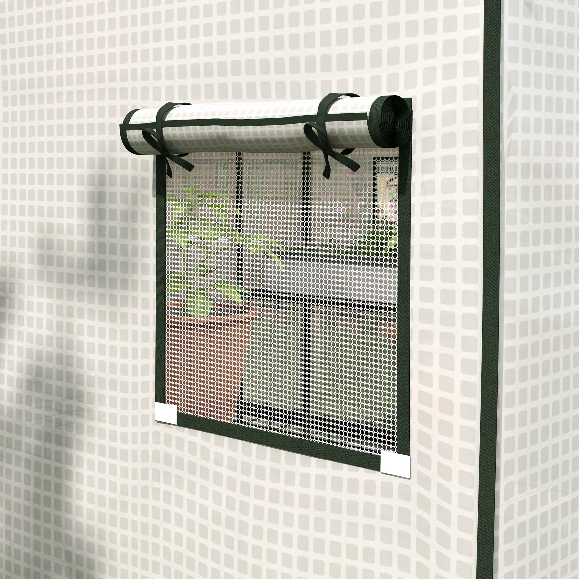 Outsunny Walk-in Greenhouse Cover Replacement with Door and Mesh Windows, White - Image 9