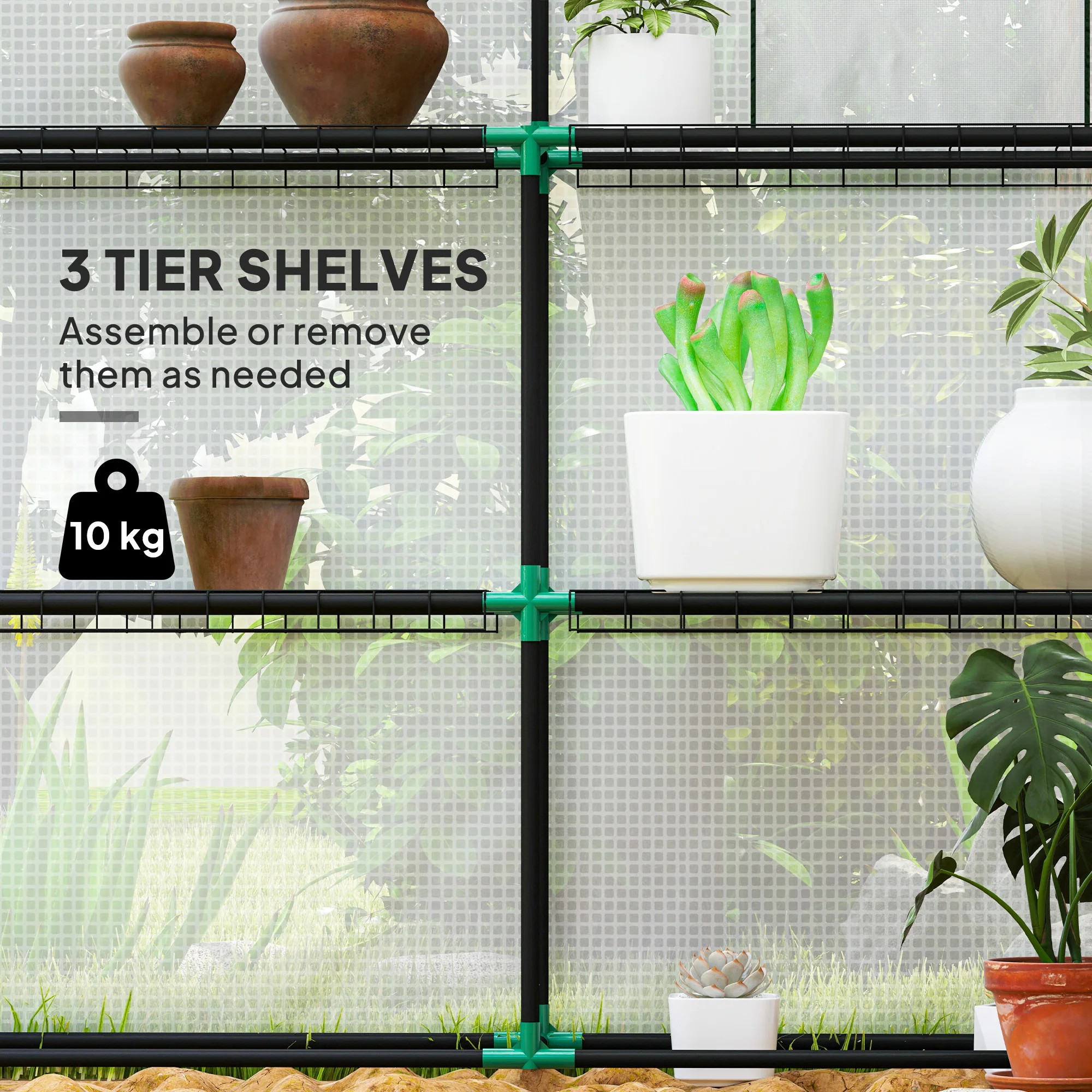 Outsunny Walk-in Greenhouse With, Outdoor Small Greenhouse, White - Image 12