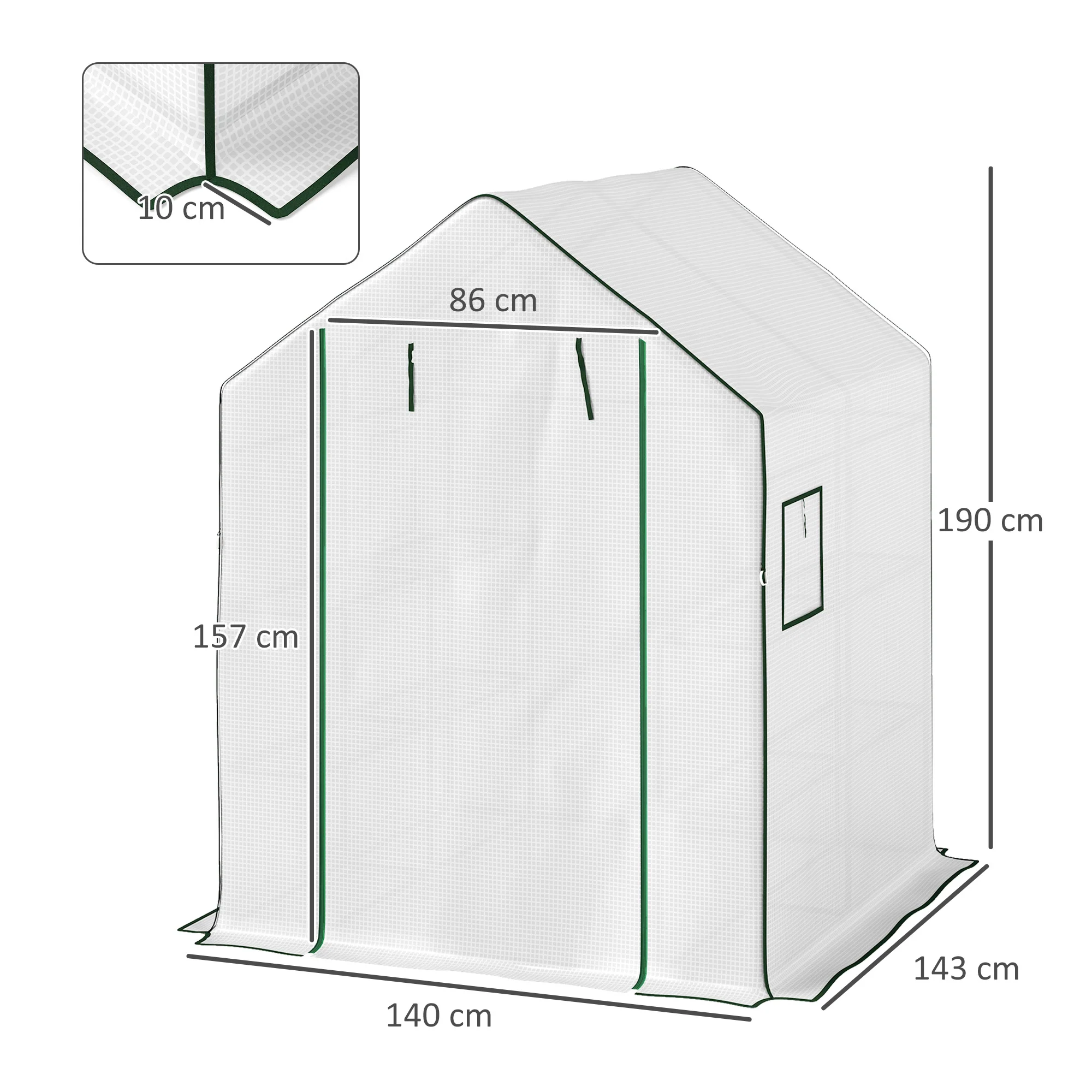 Outsunny Walk-in Greenhouse With, Outdoor Small Greenhouse, White - Image 14