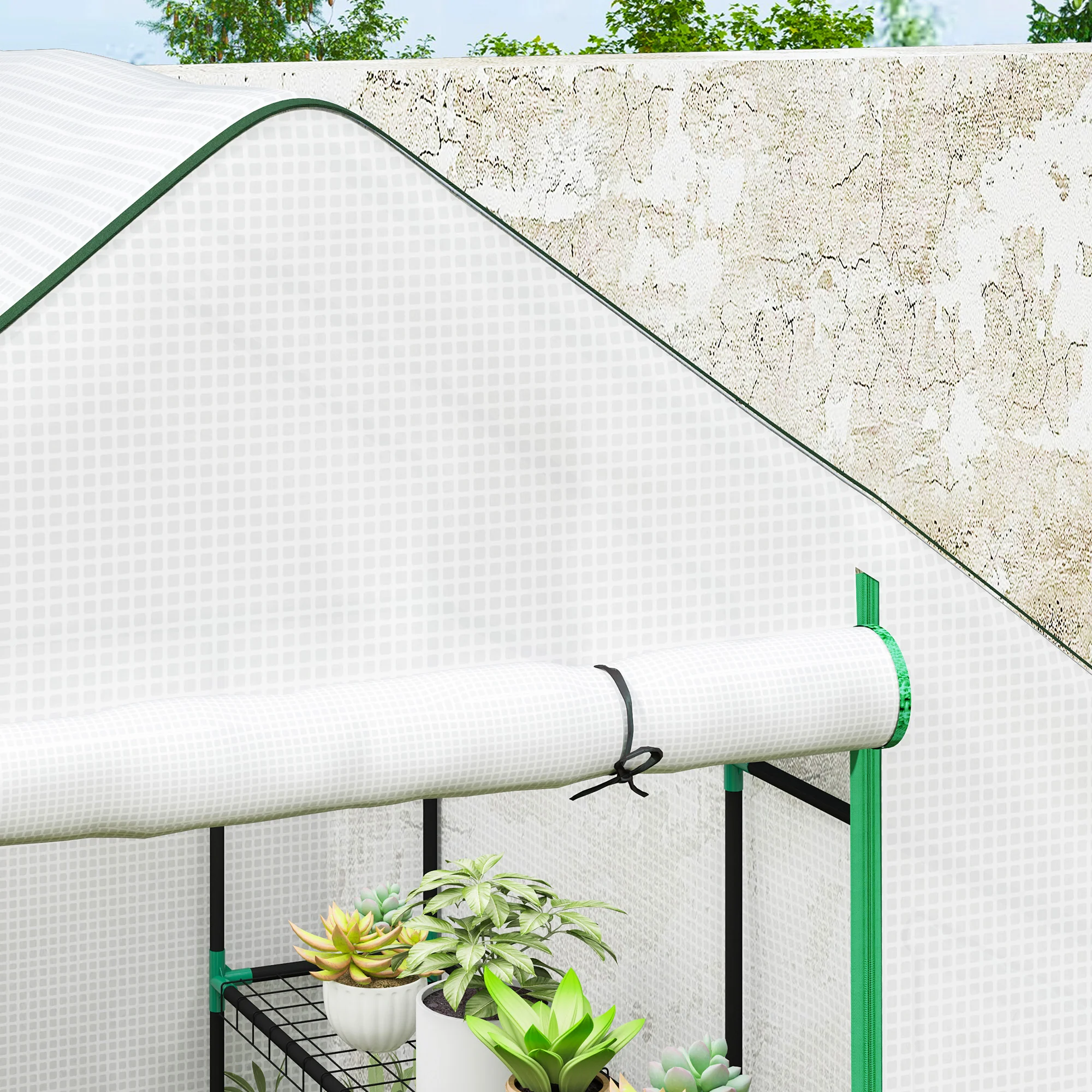 Outsunny Walk-in Greenhouse With, Outdoor Small Greenhouse, White - Image 18