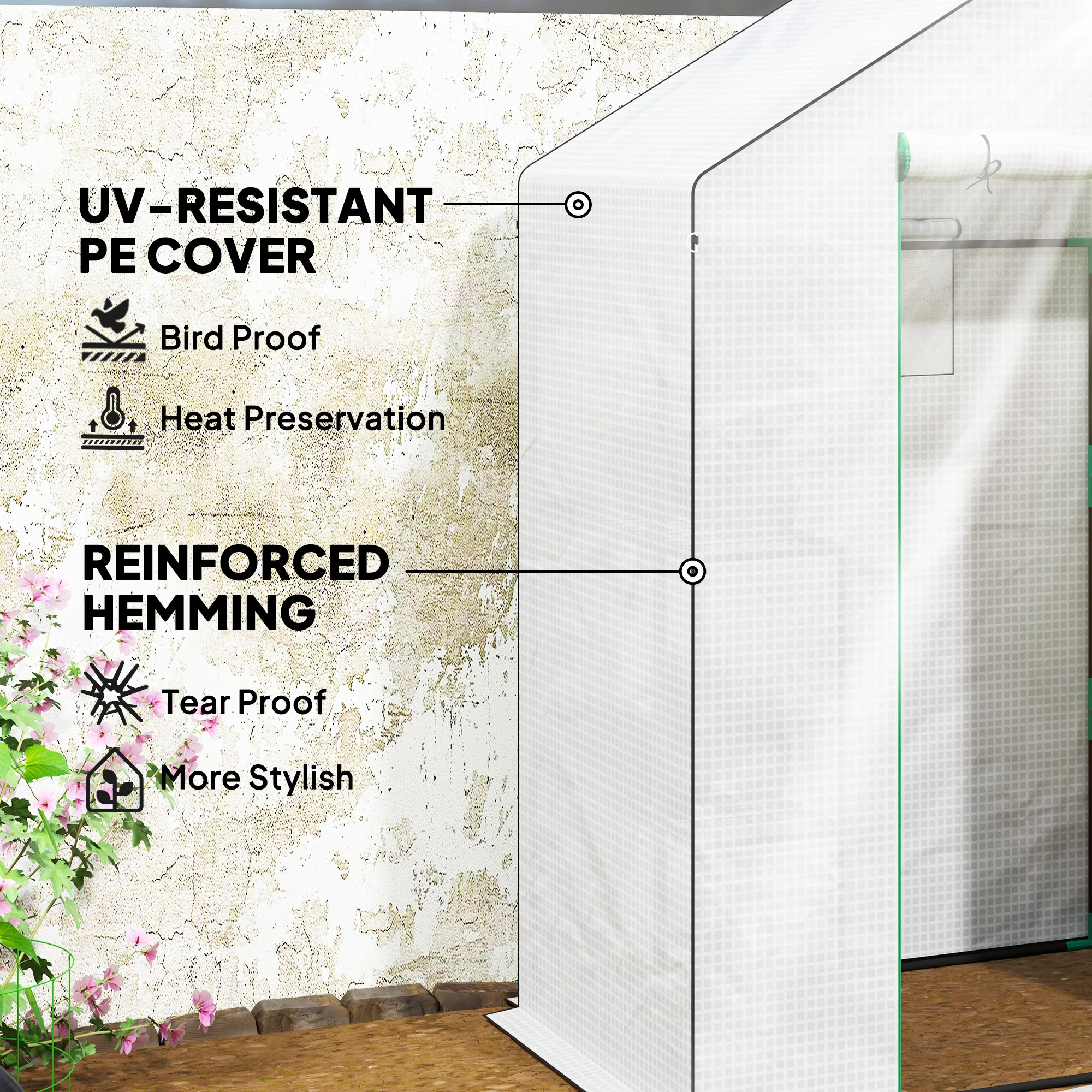 Outsunny Walk-in Greenhouse With, Outdoor Small Greenhouse, White - Image 4