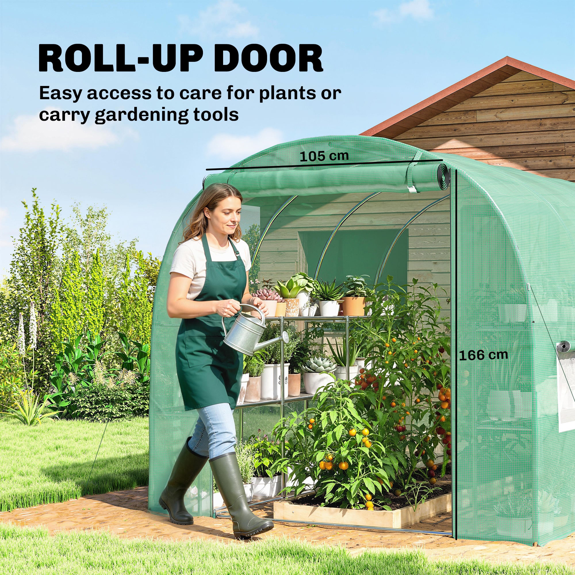 Outsunny Walk-in Greenhouse with Shelves, Green House with Mesh Windows - Image 7