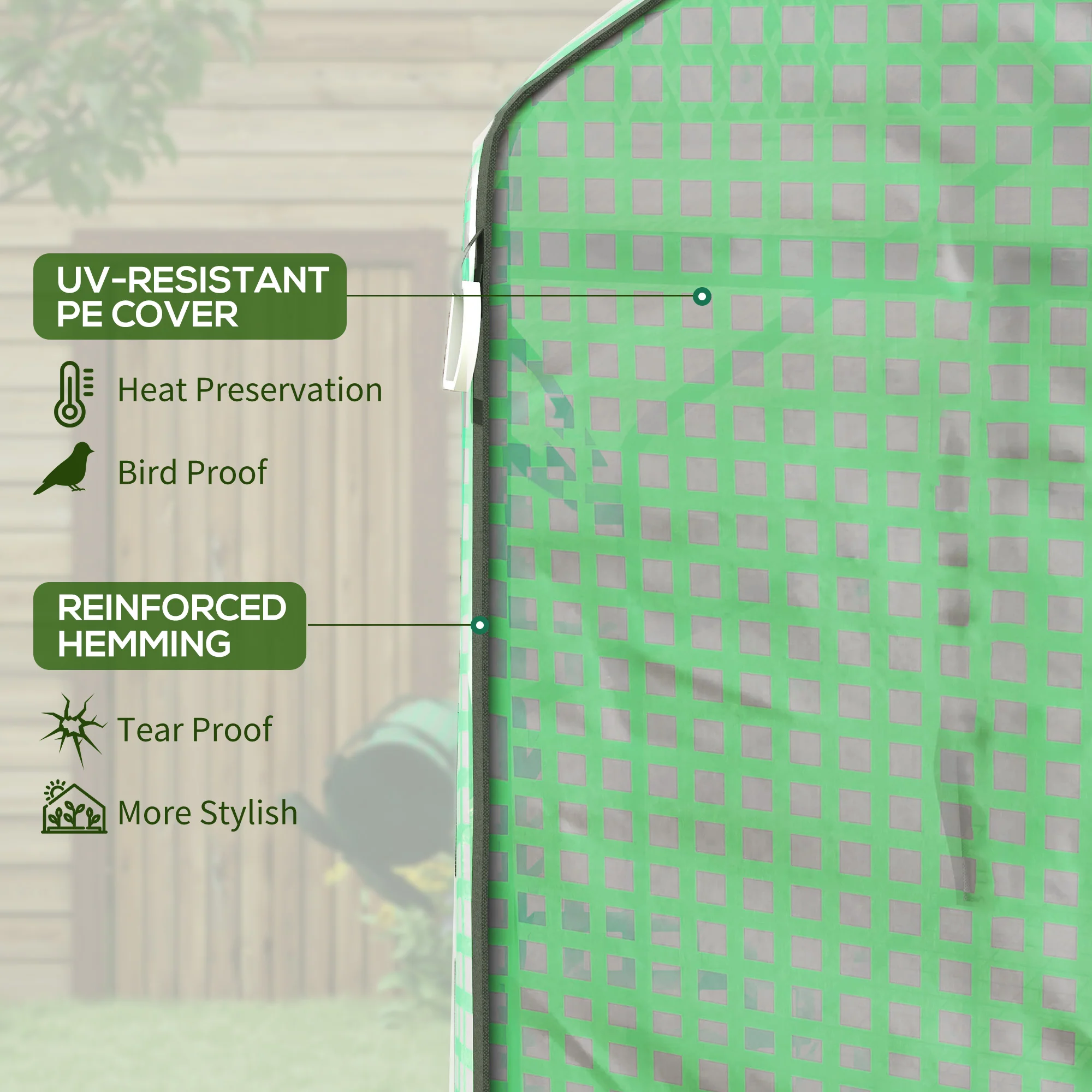 Outsunny Walk-in Outdoor Green House with Door and Mesh Windows, Green - Image 4