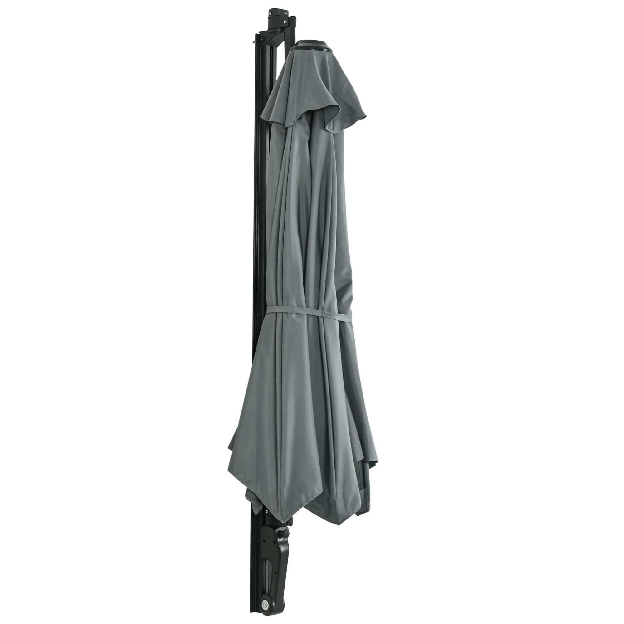 Outsunny Wall-Mounted Parasol Patio Umbrella With Hand To Push System - Khaki/Grey - Image 23