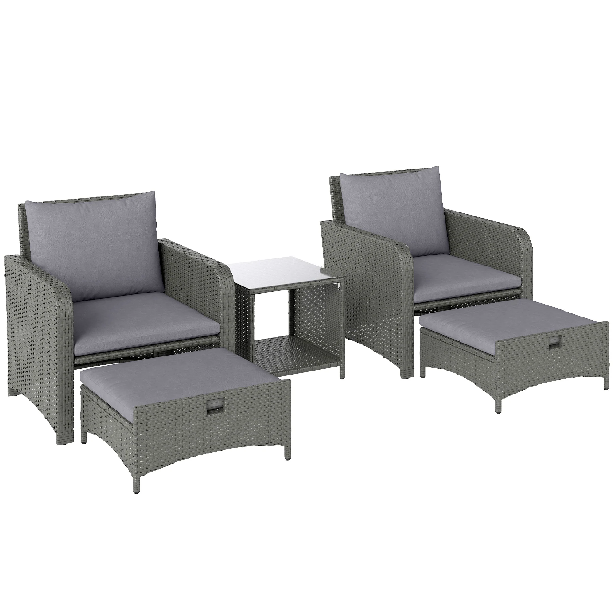 Outsunny Wicker Patio Conversation Set With 2 Armchairs And 6 Cushions - Image 10