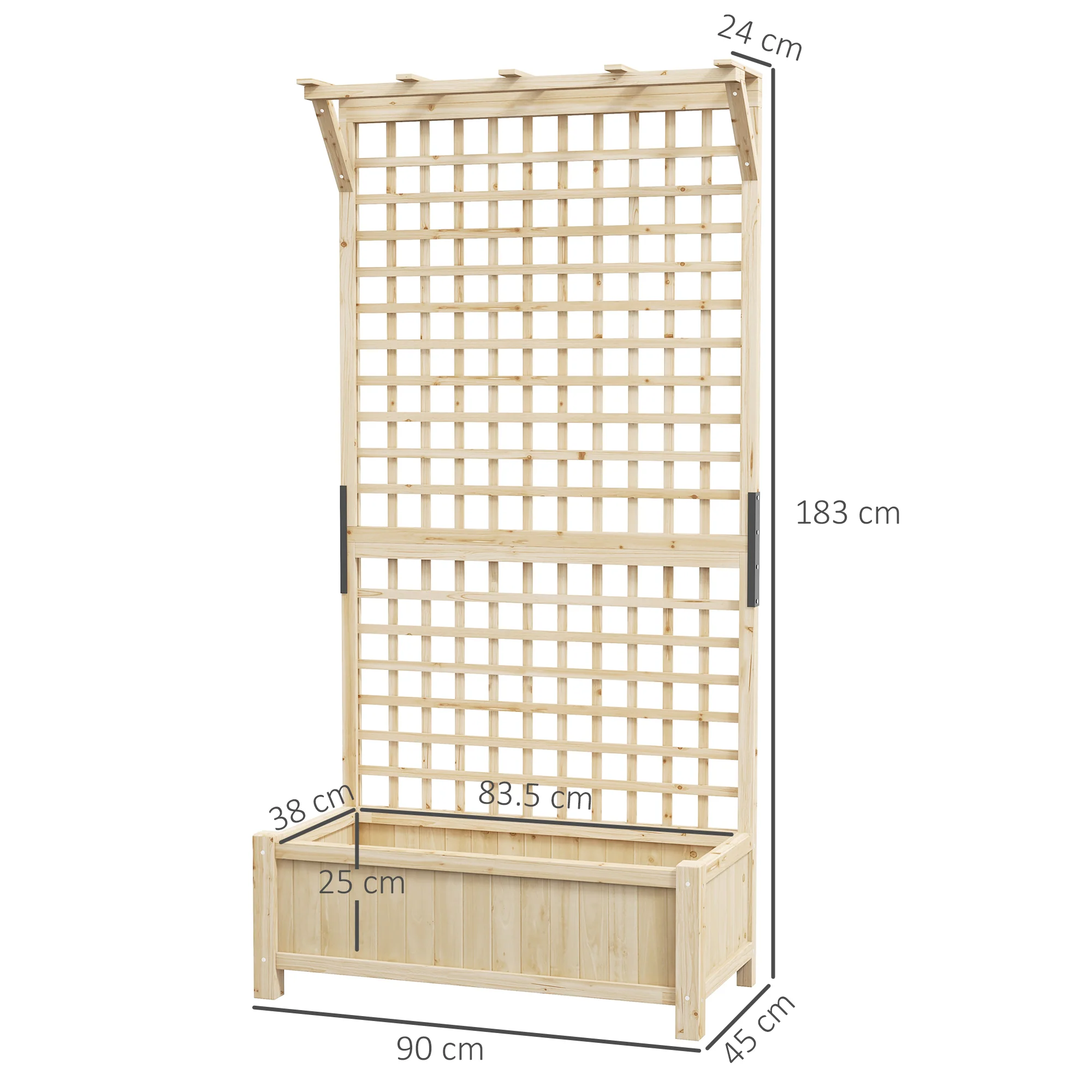 Outsunny Wood Planter with Trellis for Climbing Plants Vines Planter Box Natural - Image 5