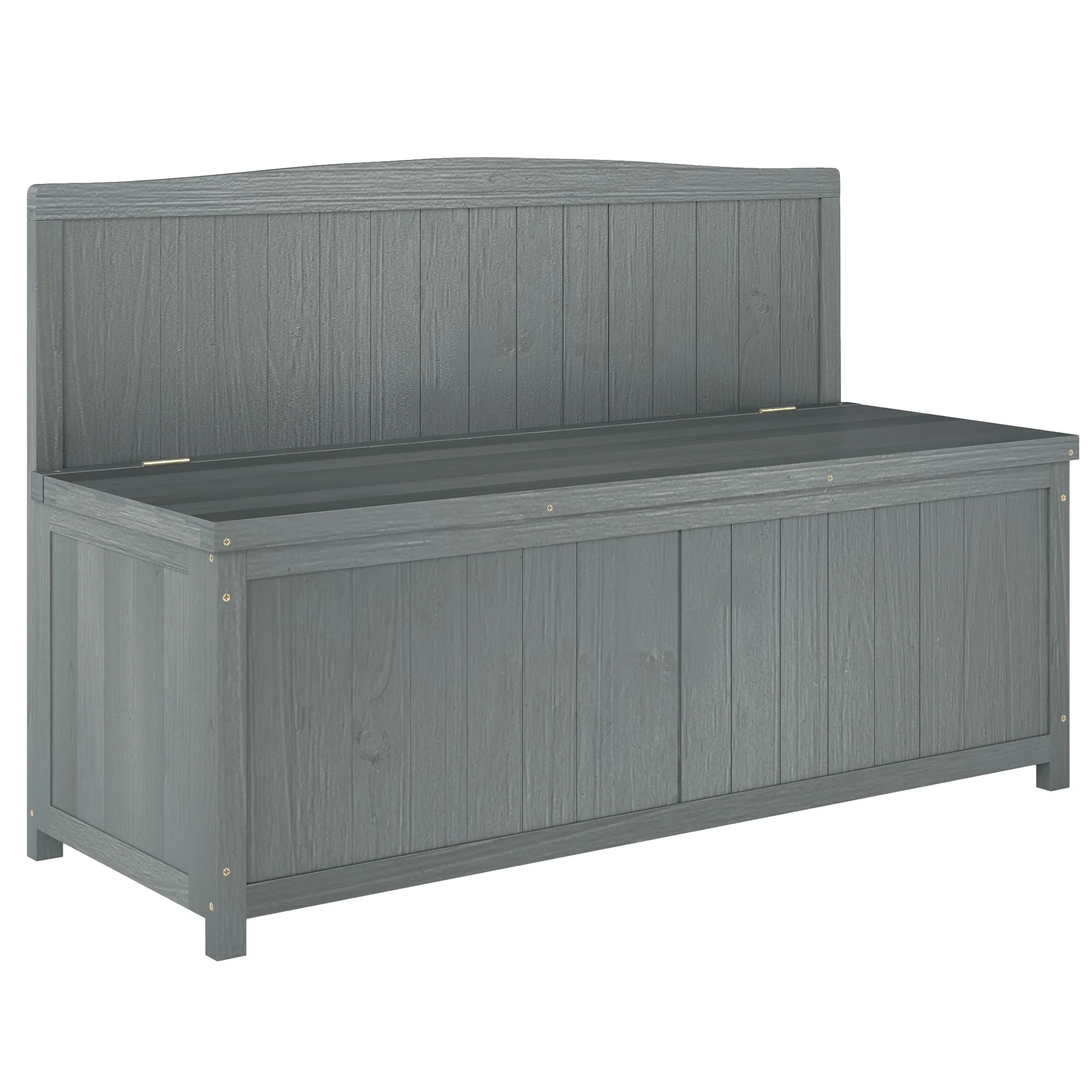 Outsunny Wood Storage Bench for Patio, Outdoor Garden Seating, Brown