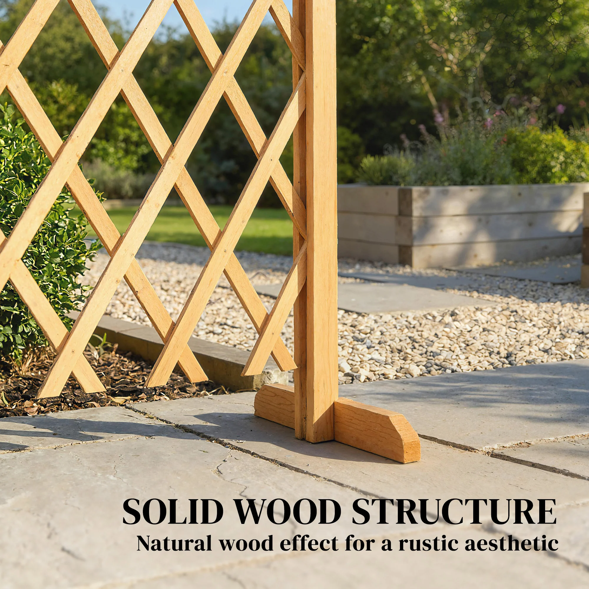 Outsunny Wooden Expanding Fence Panels, 180 x 30 x 103cm, Brown - Image 4