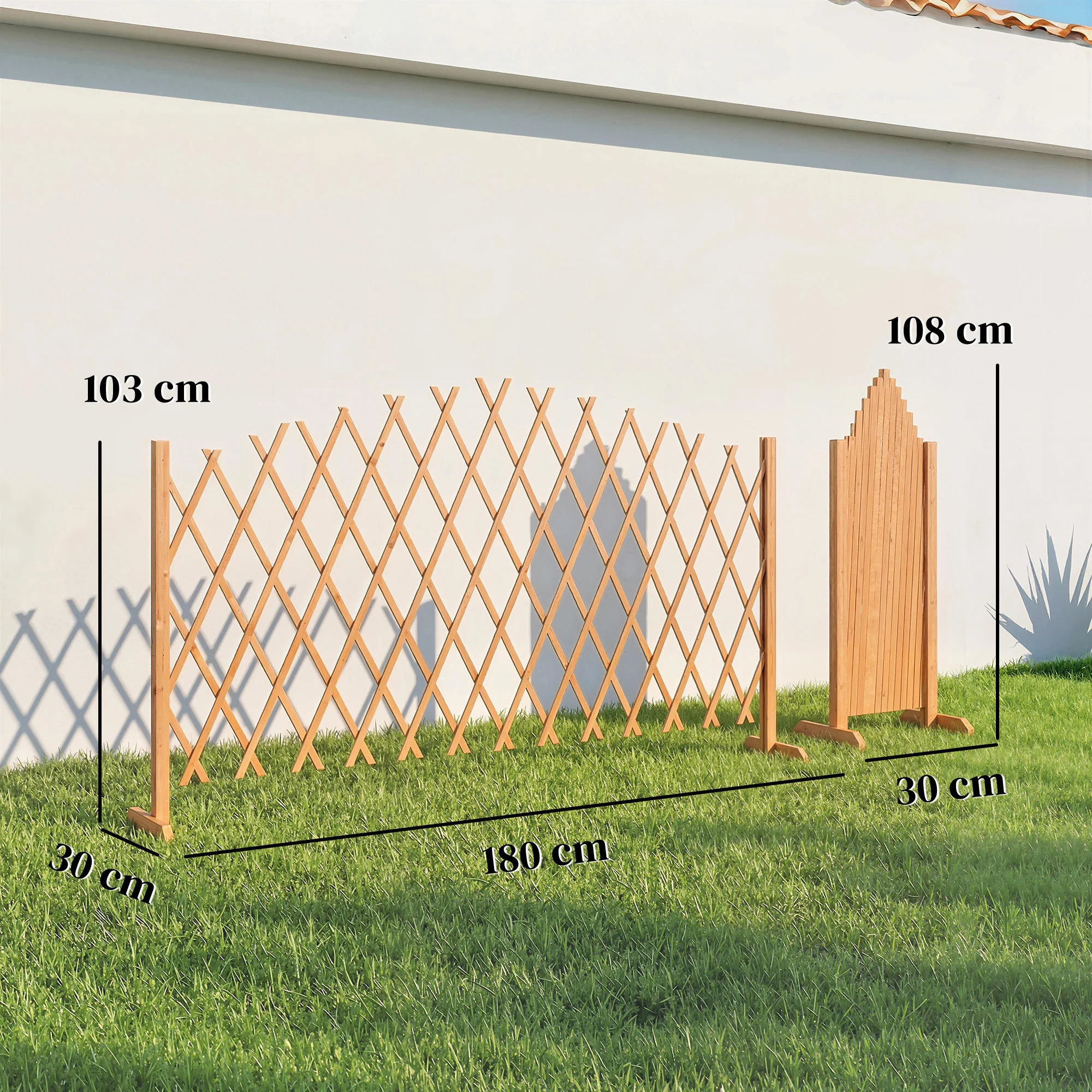 Outsunny Wooden Expanding Fence Panels, 180 x 30 x 103cm, Brown - Image 5