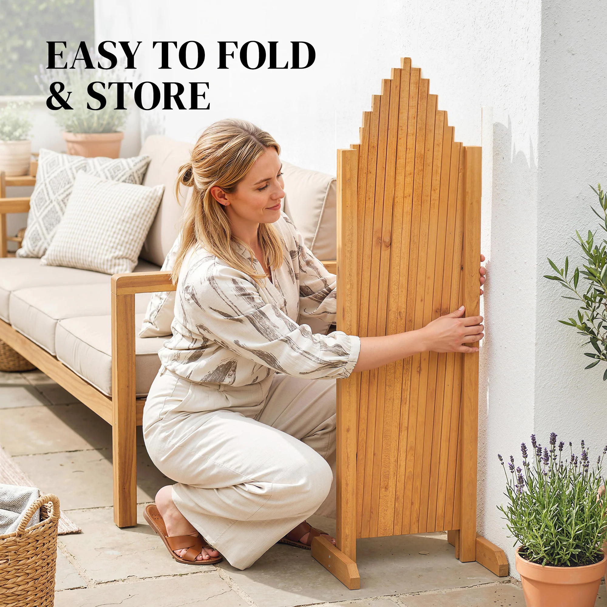 Outsunny Wooden Expanding Fence Panels, 180 x 30 x 103cm, Brown - Image 6
