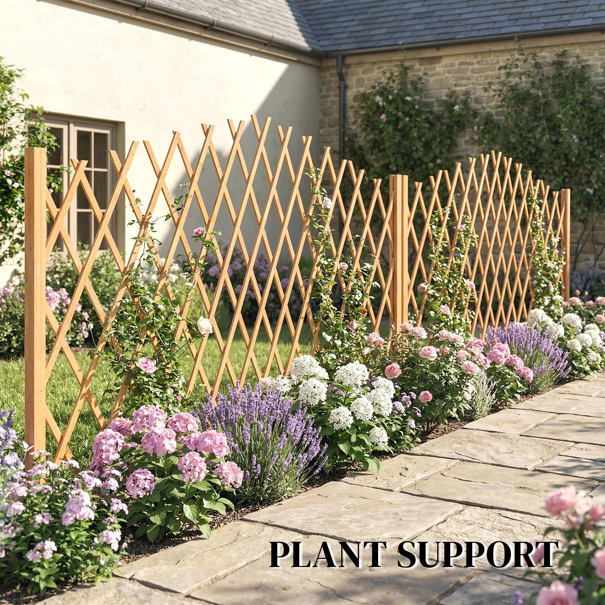Outsunny Wooden Expanding Fence Panels, 180 x 30 x 103cm, Brown - Image 7