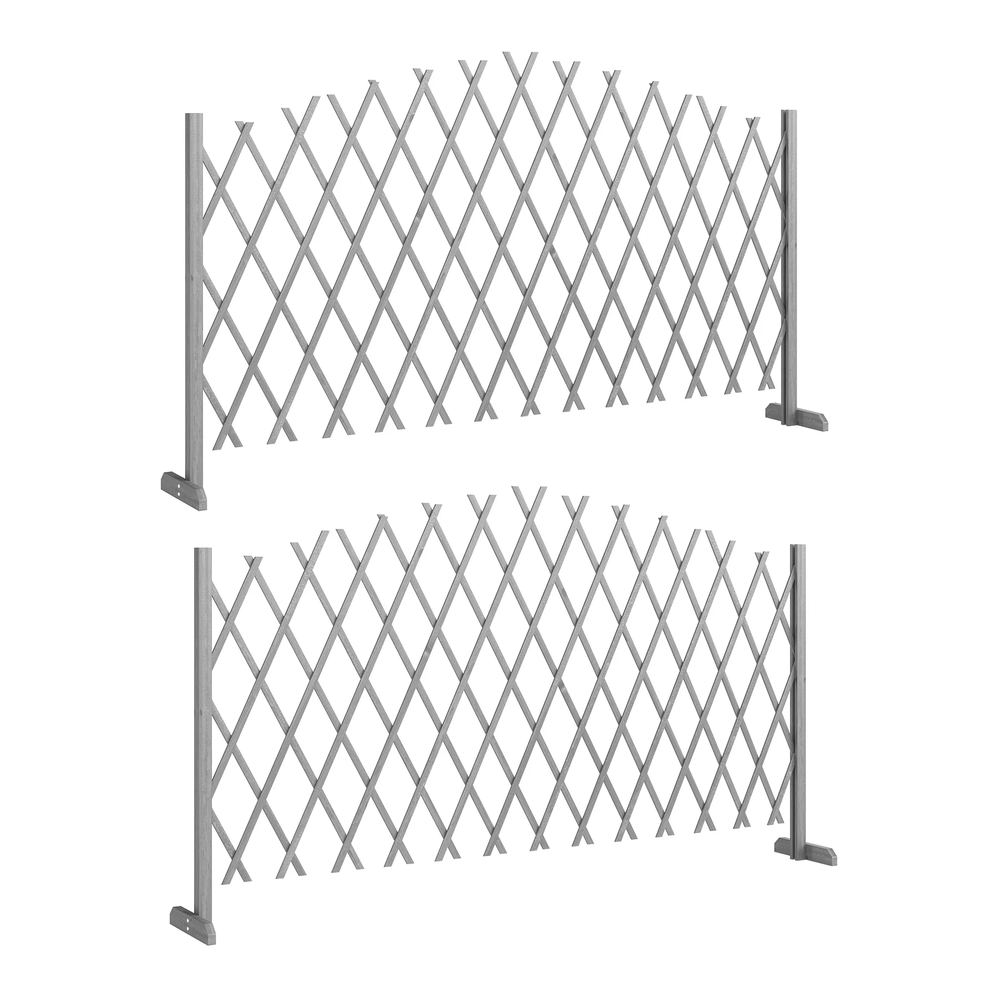 Outsunny Wooden Expanding Fence Panels, 180 x 30 x 103cm, Dark Grey
