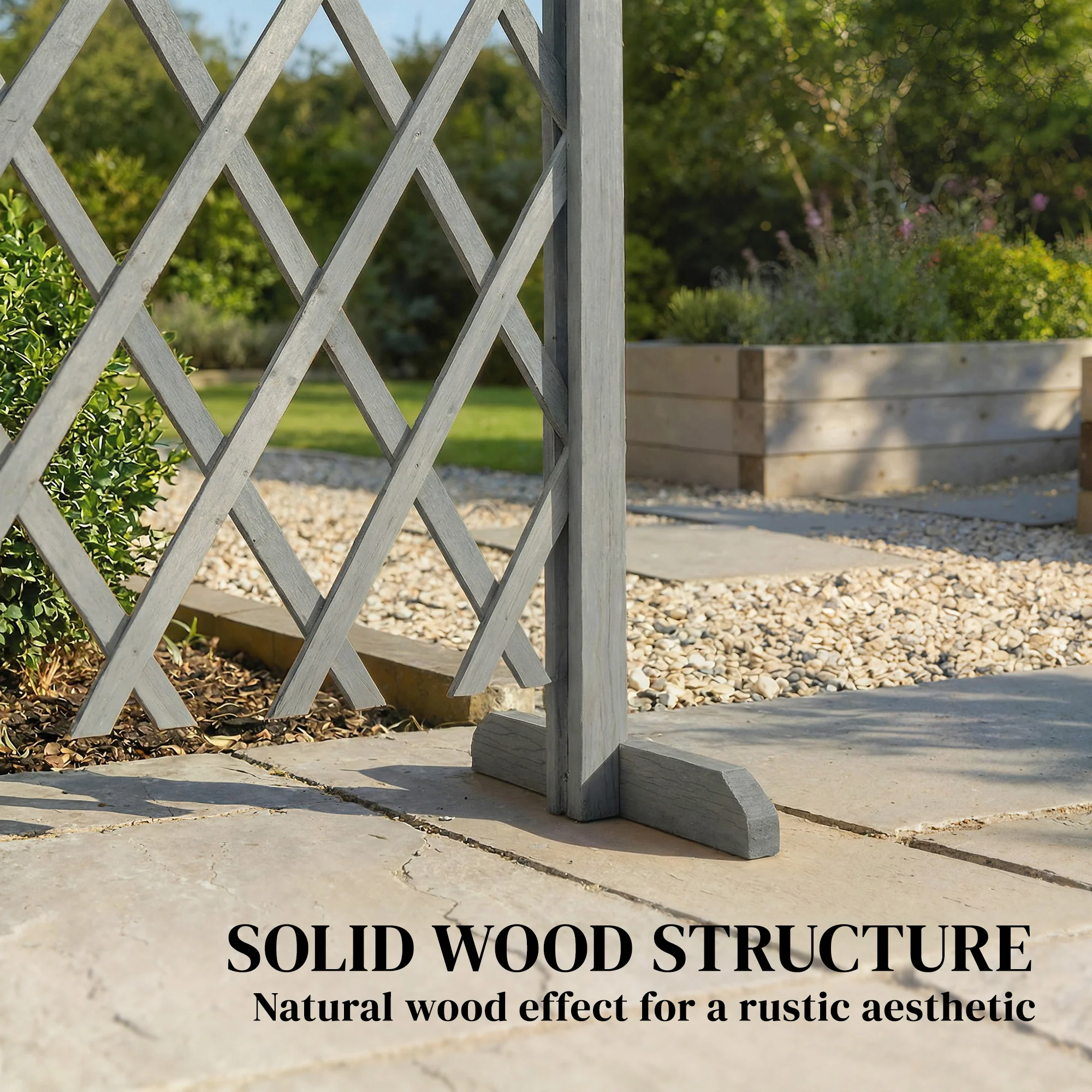 Outsunny Wooden Expanding Fence Panels, 180 x 30 x 103cm, Dark Grey - Image 4
