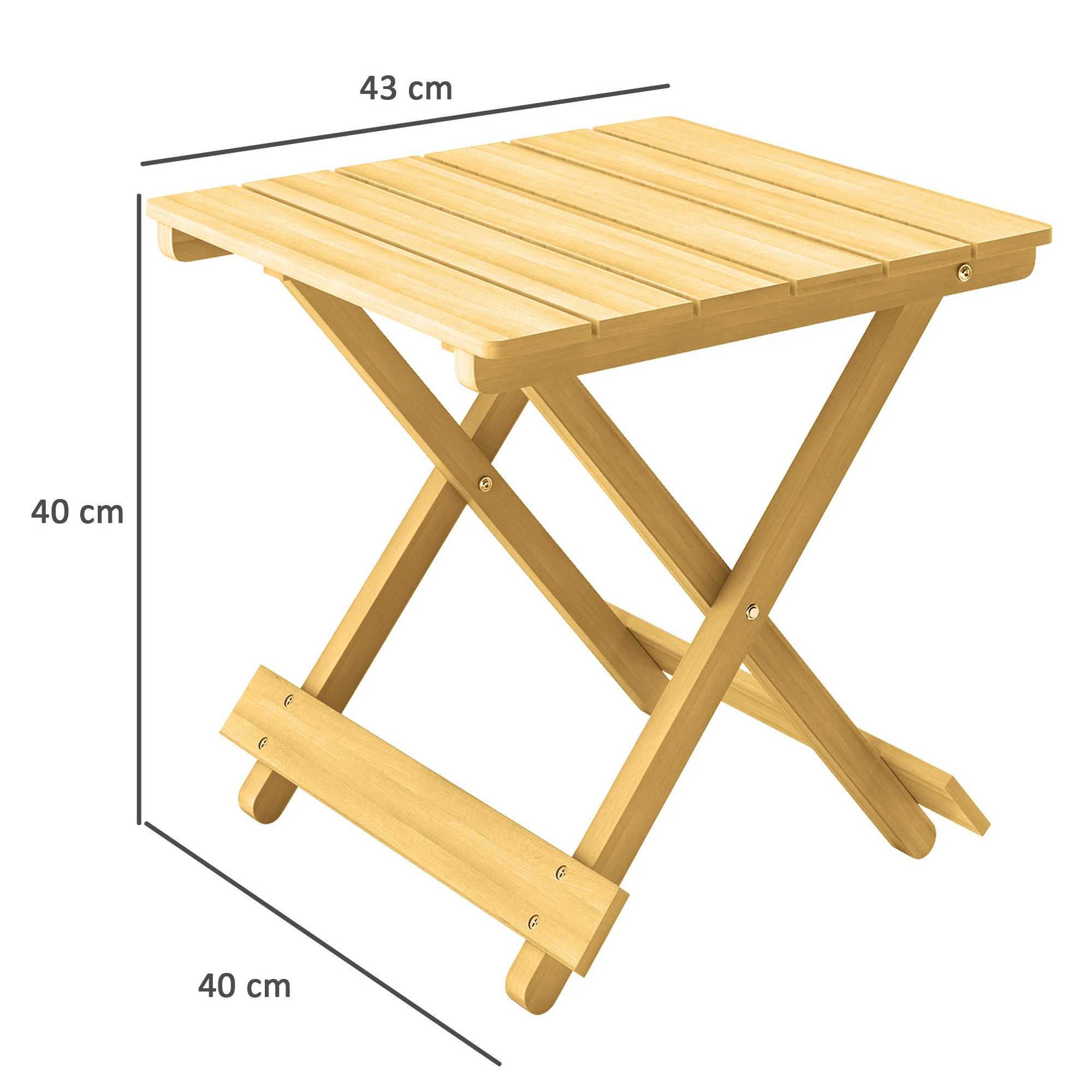Outsunny Wooden Folding Garden Table, Folding Side Table, Nature Wood Finish - Image 5
