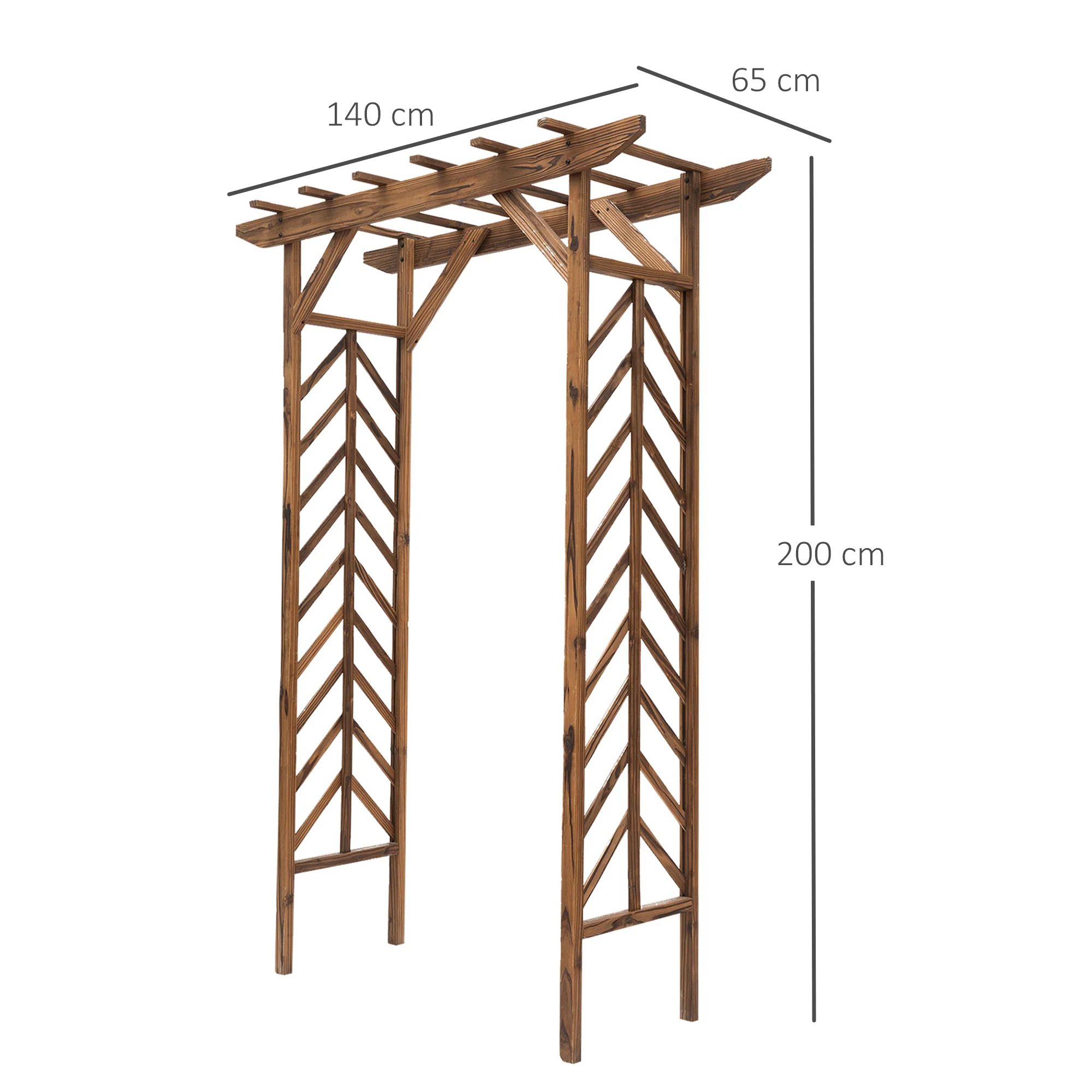 Outsunny Wooden Garden Arbor, Arch Trellis For Climbing Vines - Image 3