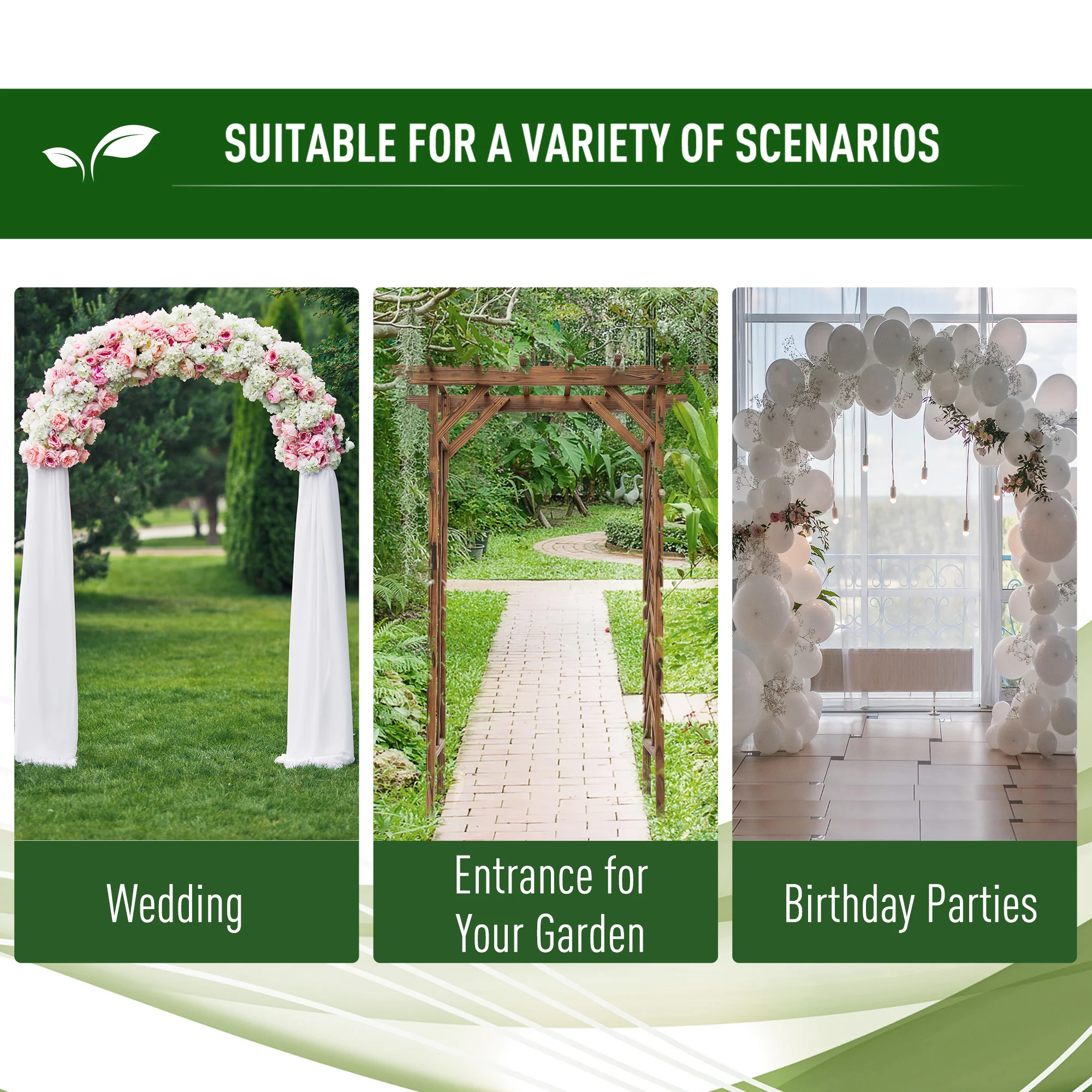 Outsunny Wooden Garden Arbor, Arch Trellis For Climbing Vines - Image 7