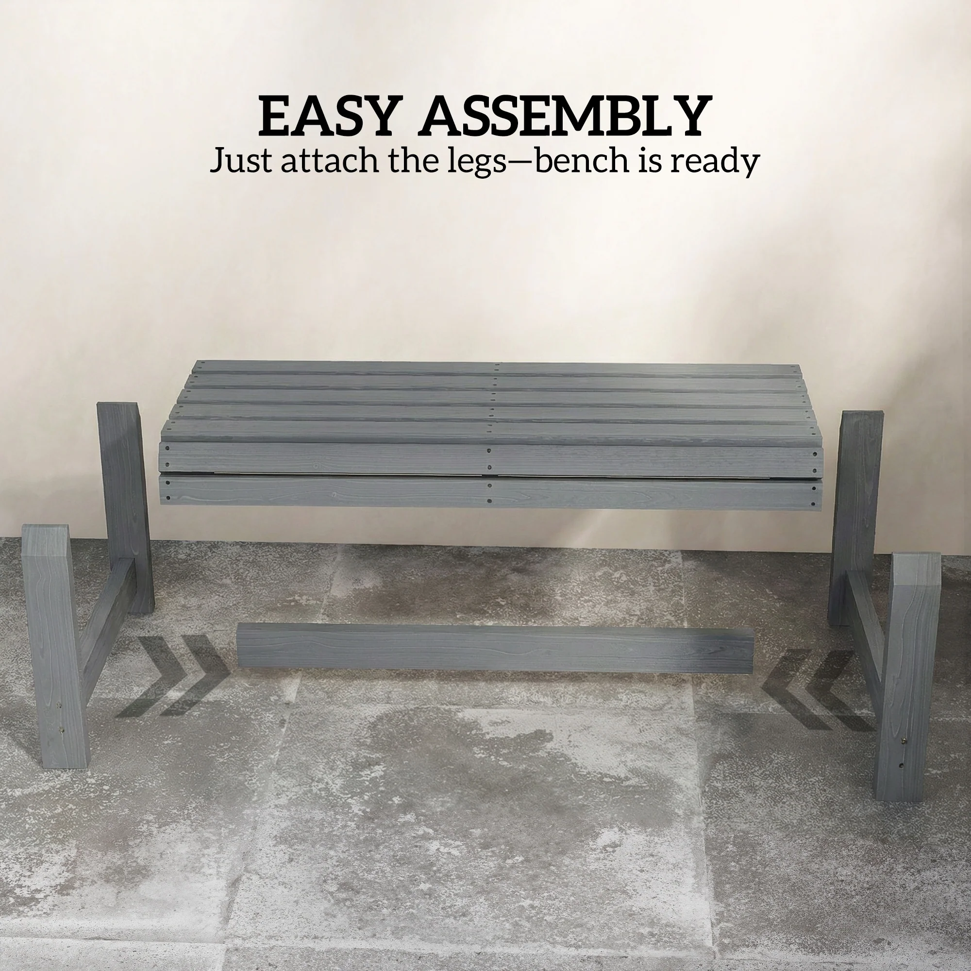 Outsunny Wooden Garden Bench, 2 Seater Slatted Outdoor Bench, Grey - Image 7